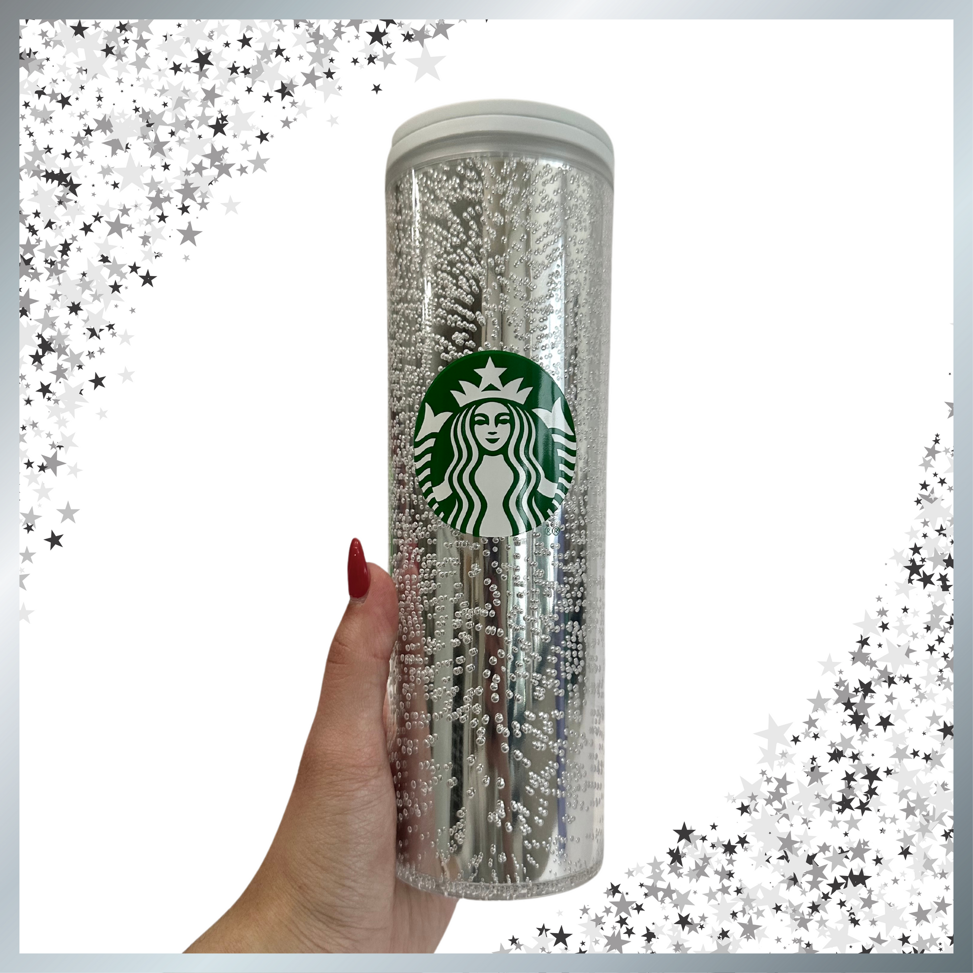 2022 Silver bubbles skinny tumbler