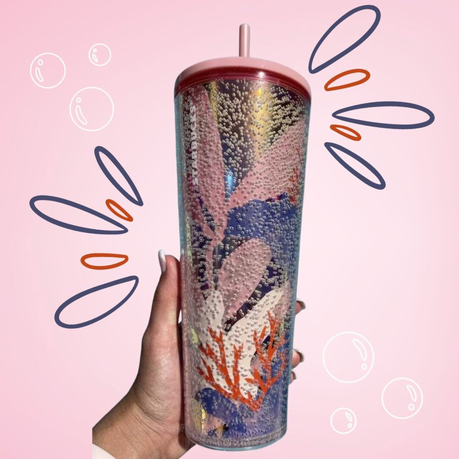 Pink Coral Reef Bubbles Venti Tumbler