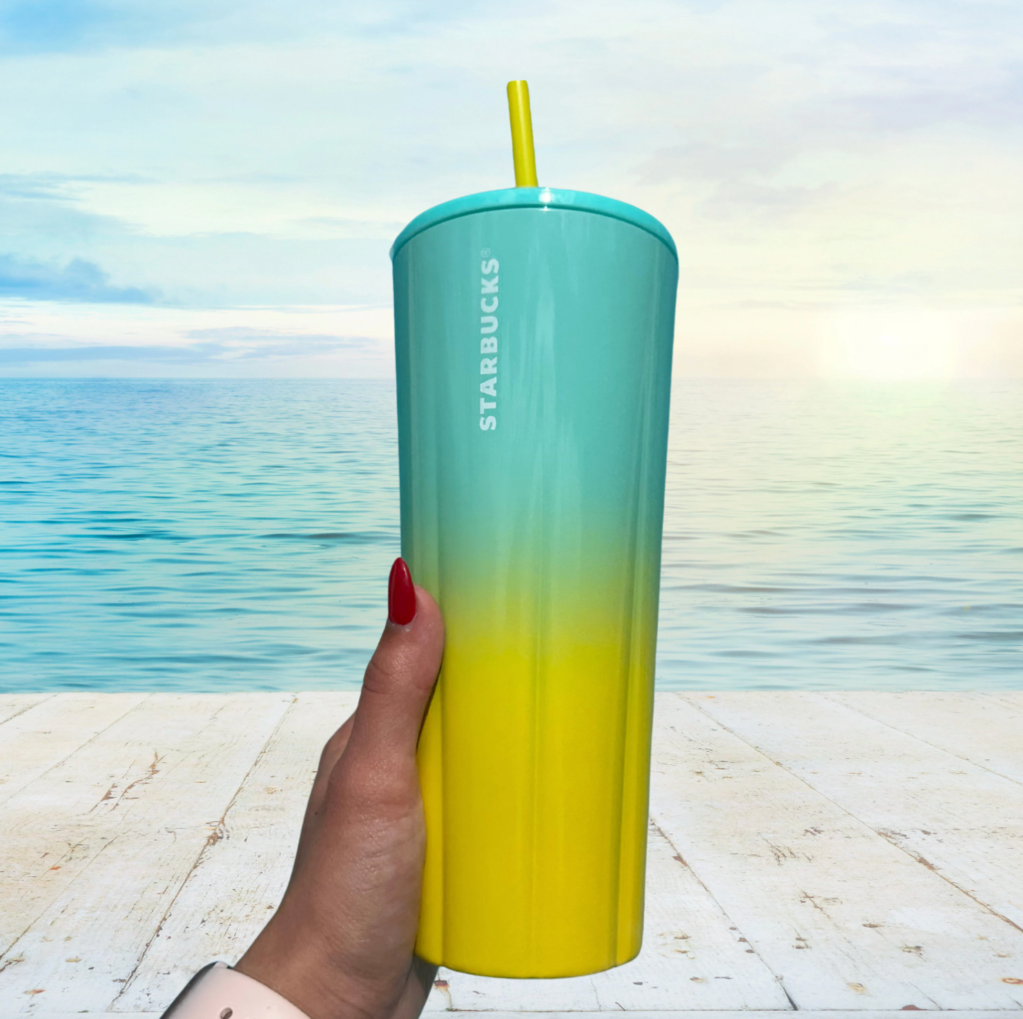 Yellow and Blue ombre Stainless Steel Tumbler