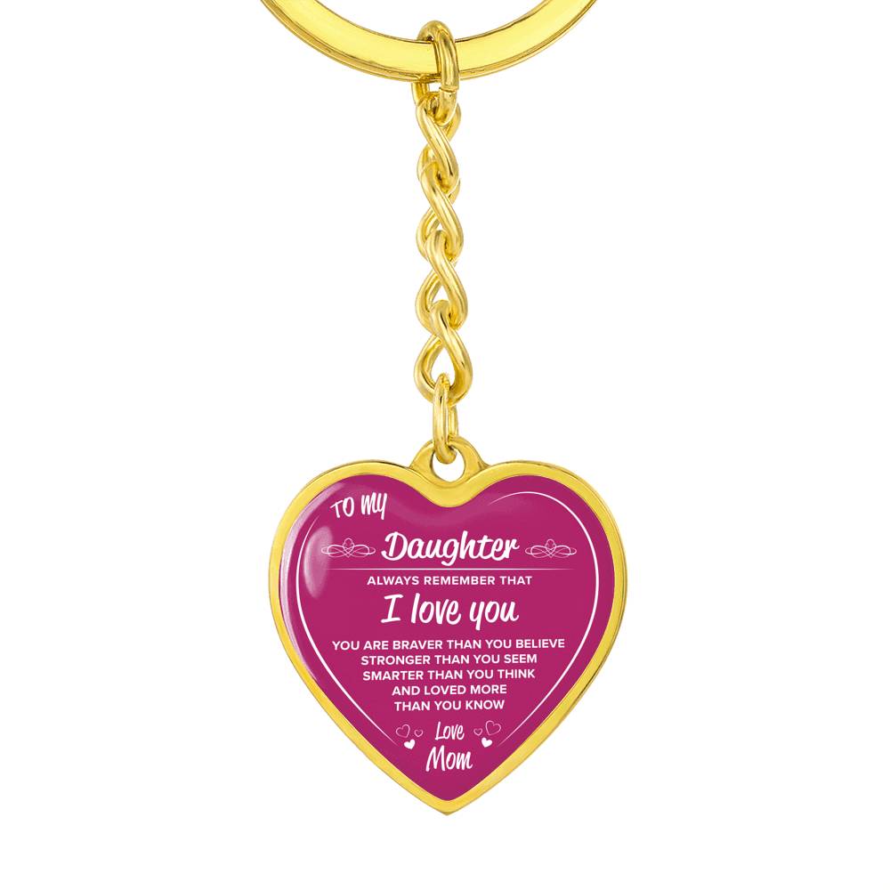 Gold Heart Pink Keychain "To My Daughter". Beautiful keychain, Perfect gift for your daughter