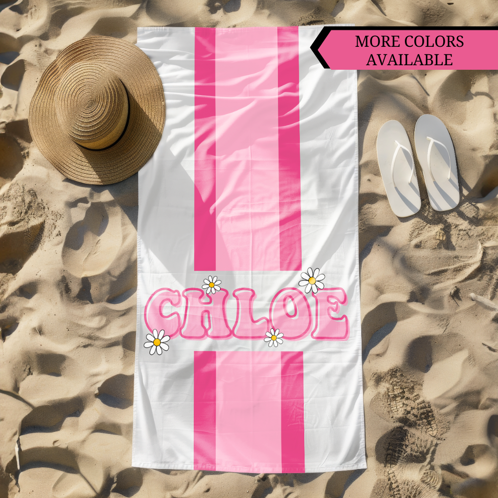 Custom Retro Striped Beach Towel 