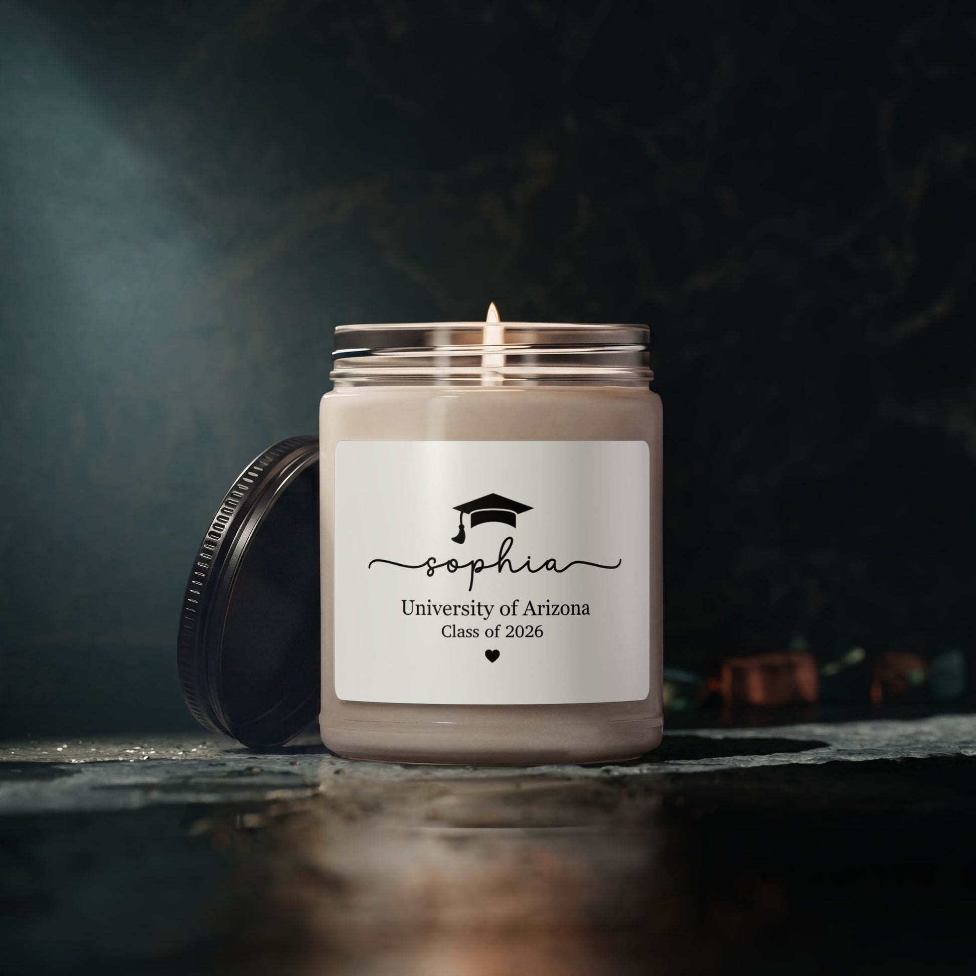 Graduation Soy Candle - Personalized "sophia" Class of 2026 Keepsake (University of Arizona)