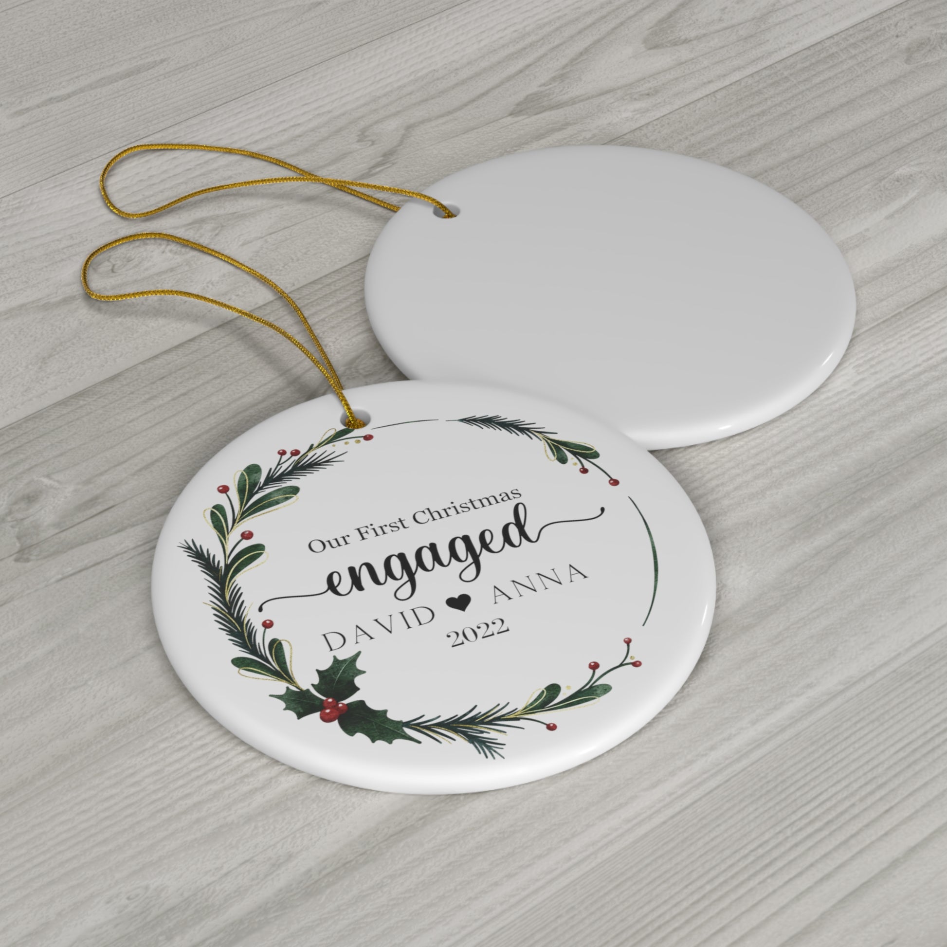 Personalized  First Christmas Engaged Ornament