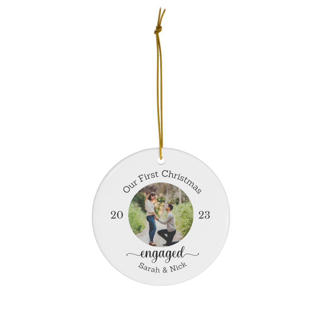 Custom Engagement ceramic Ornament