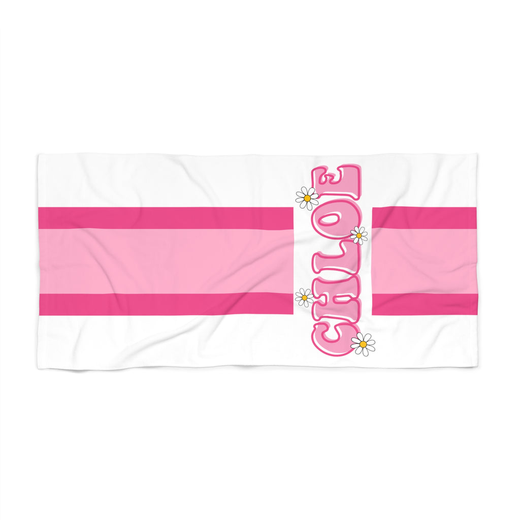 Retro Striped Custom Name Beach Towel
