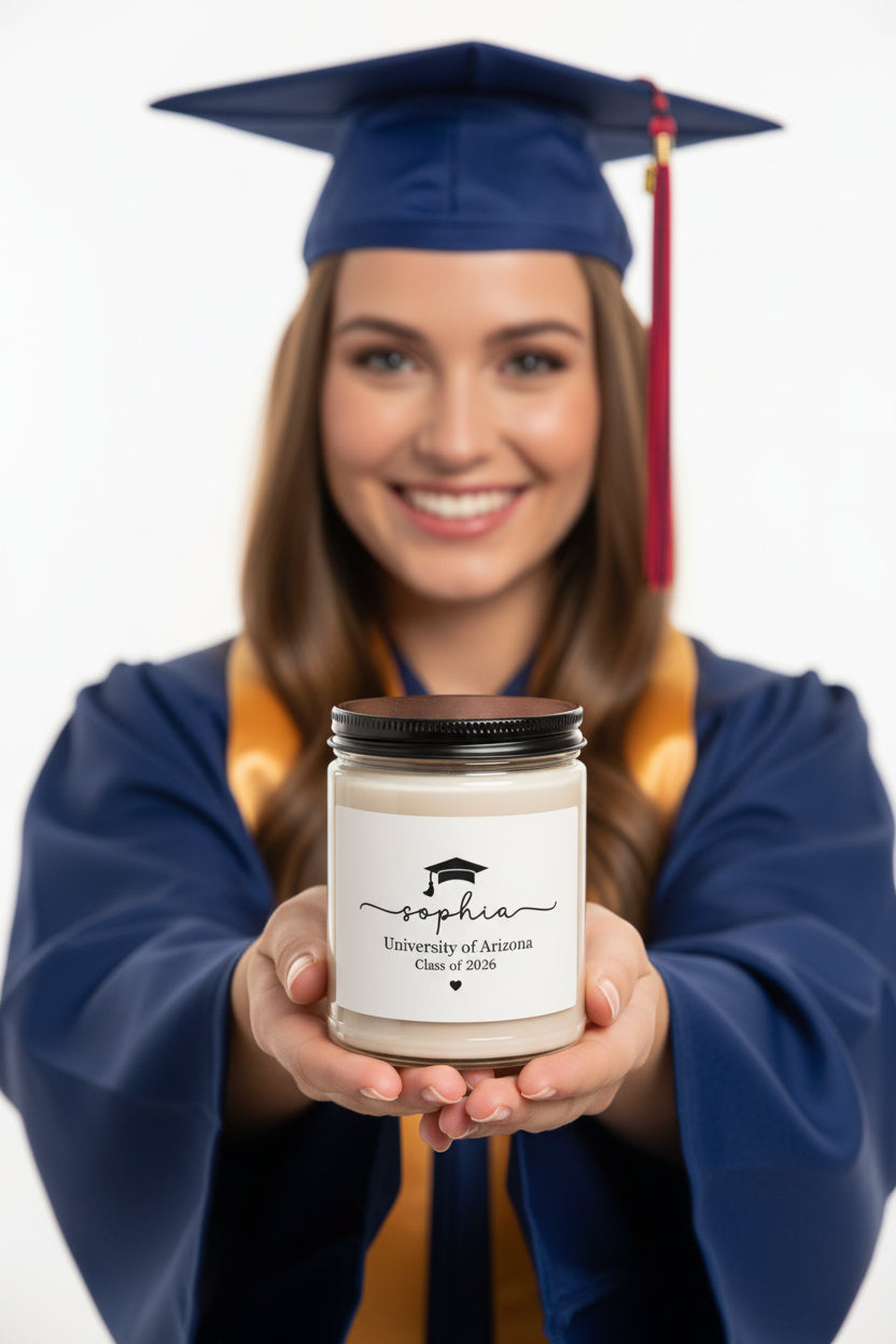 Graduation Soy Candle - Personalized "sophia" Class of 2026 Keepsake (University of Arizona)