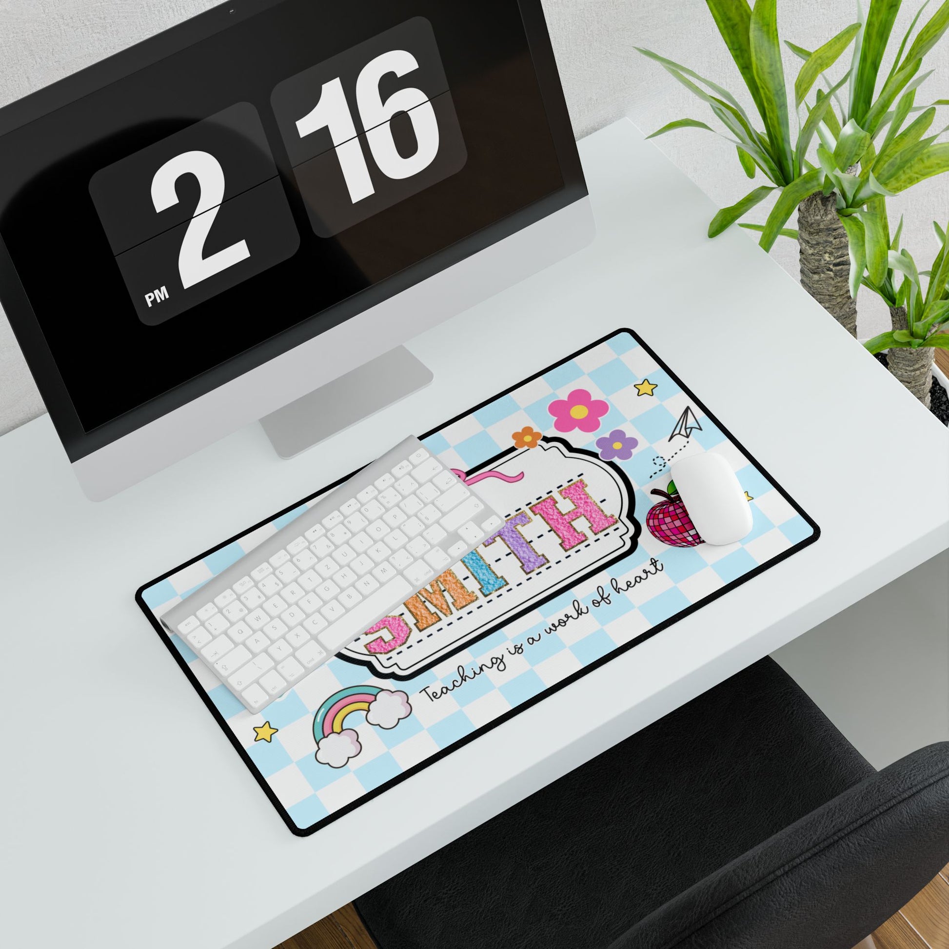 Personalized Checkered Teacher Desk Mat