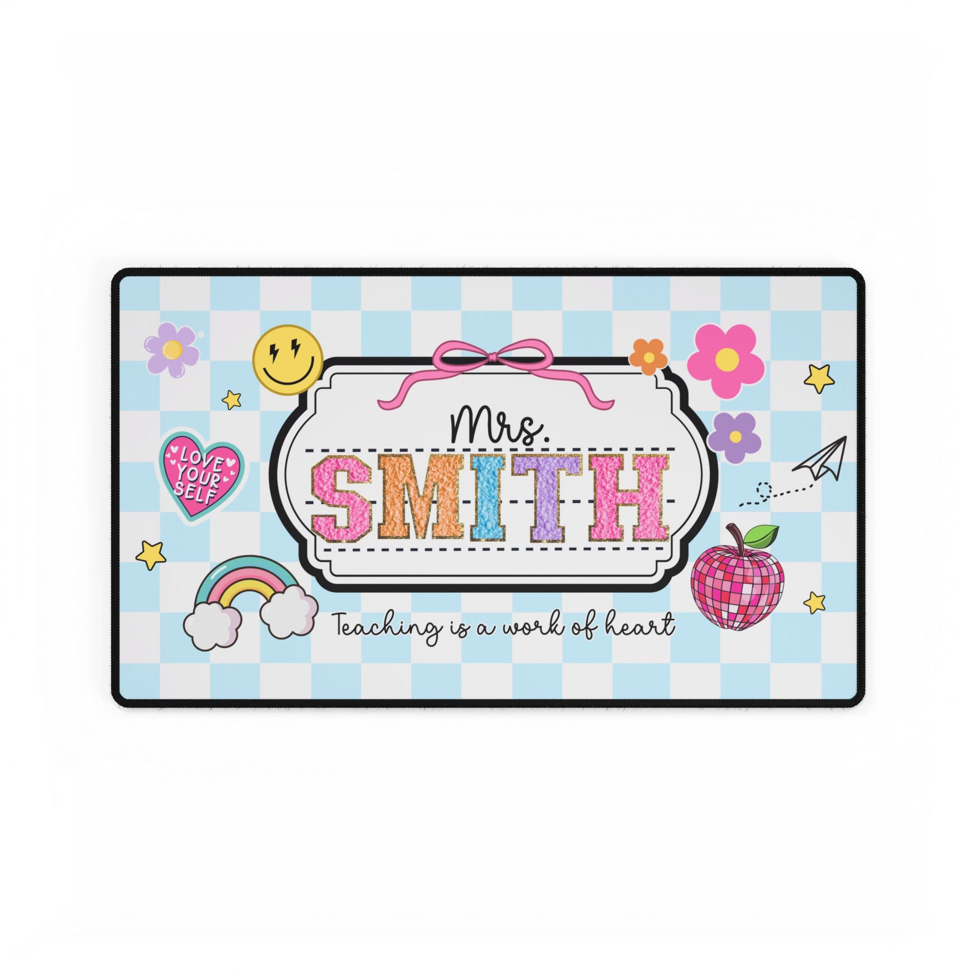 Personalized Checkered Teacher Desk Mat