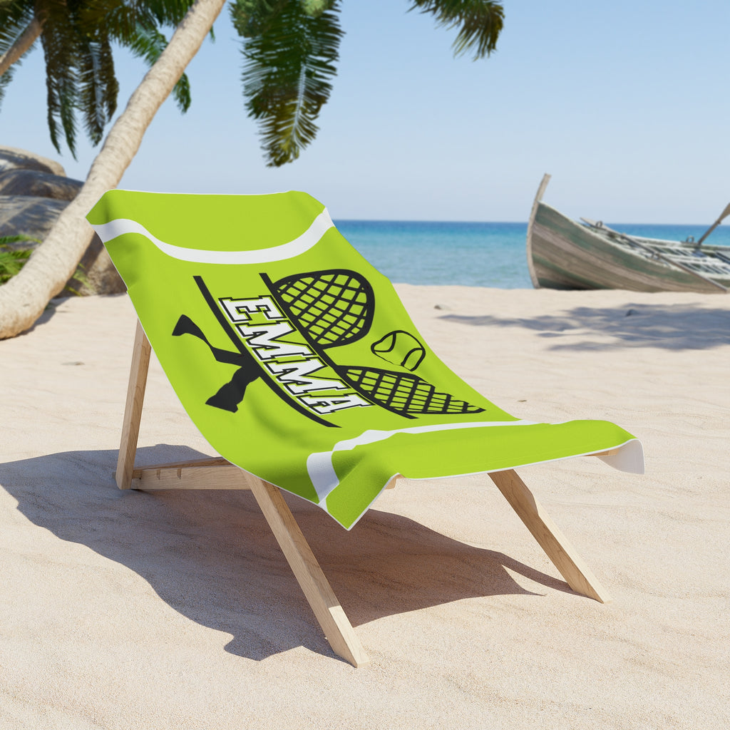 Personalized Tennis Player Beach Towel