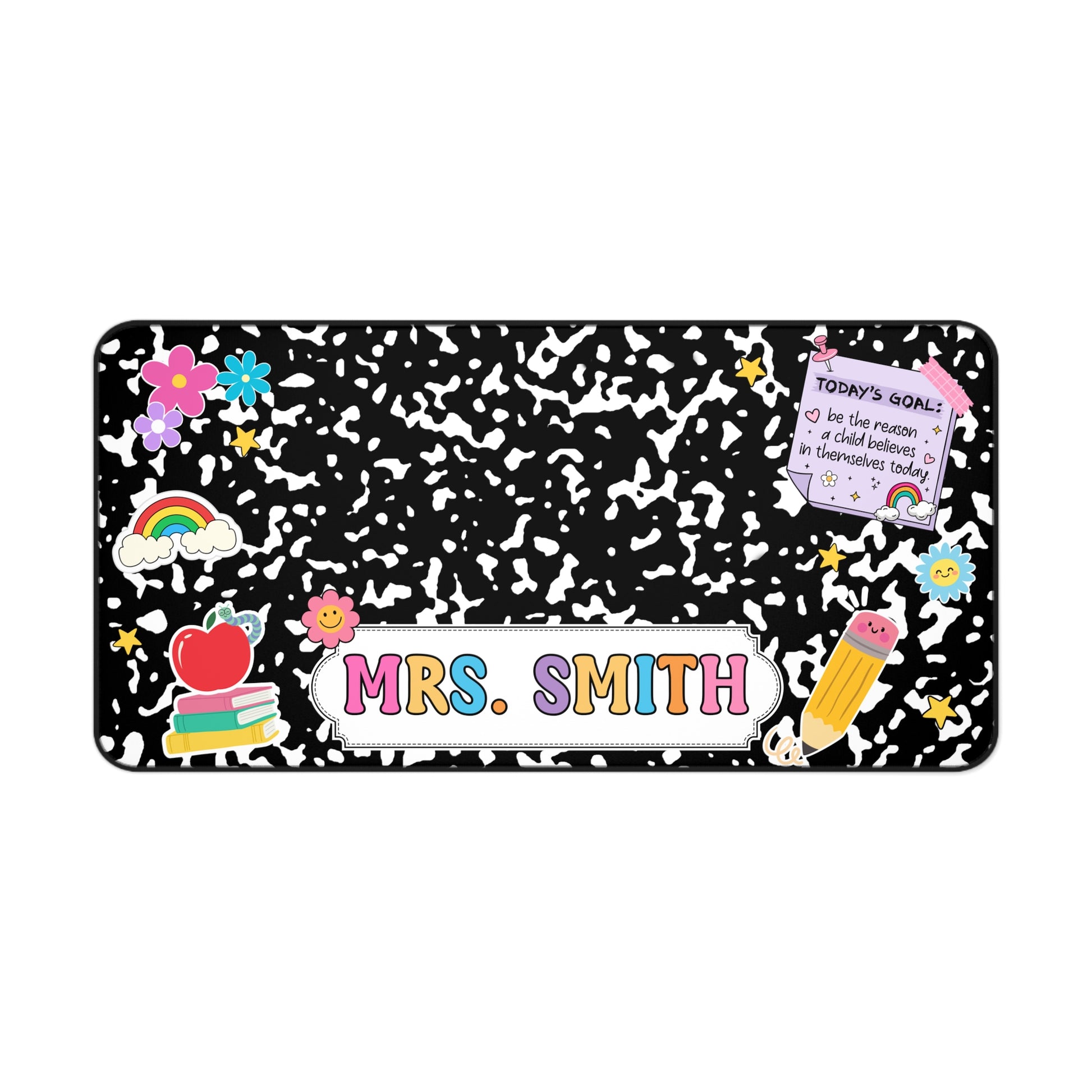 Custom Teacher Composition Book Desk Mat With Name