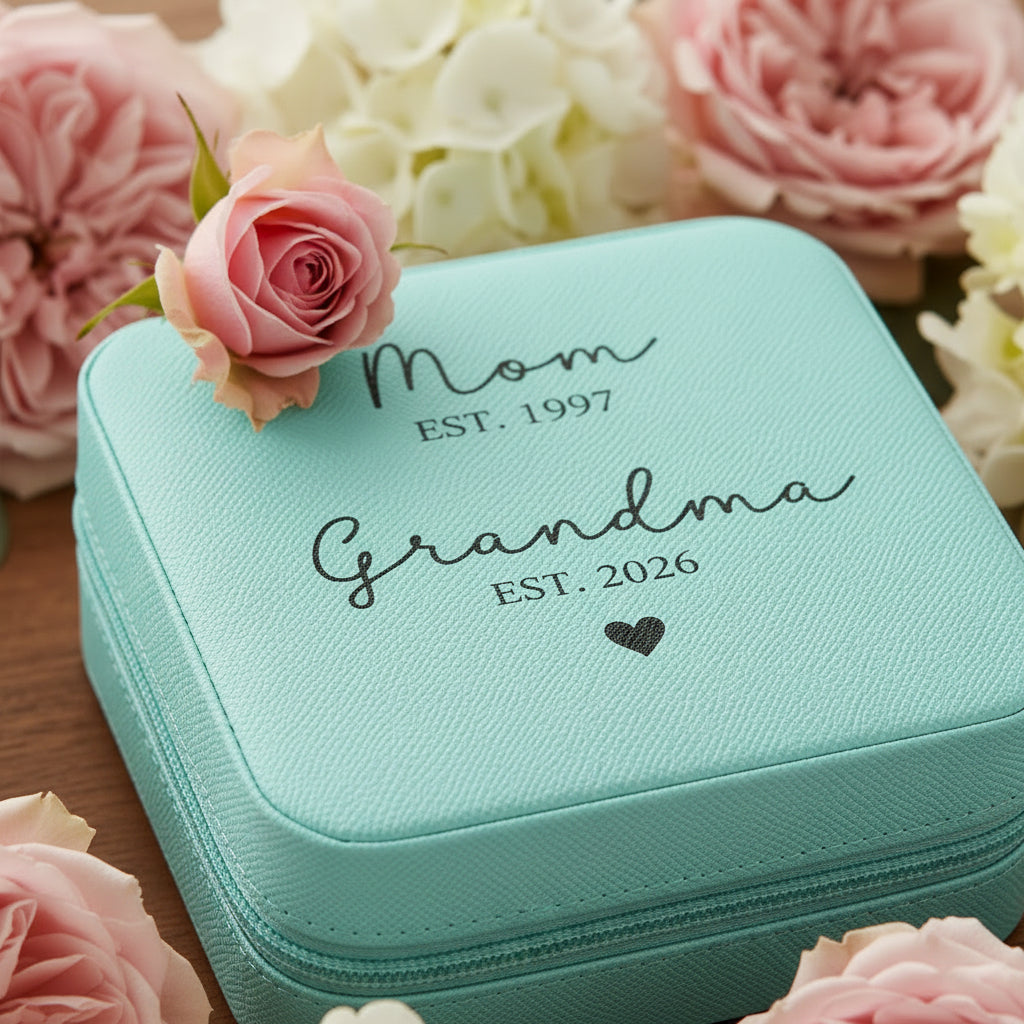Personalized Mom Grandma Jewelry Travel Case — Compact Bridal & Mother’s Day Gift
