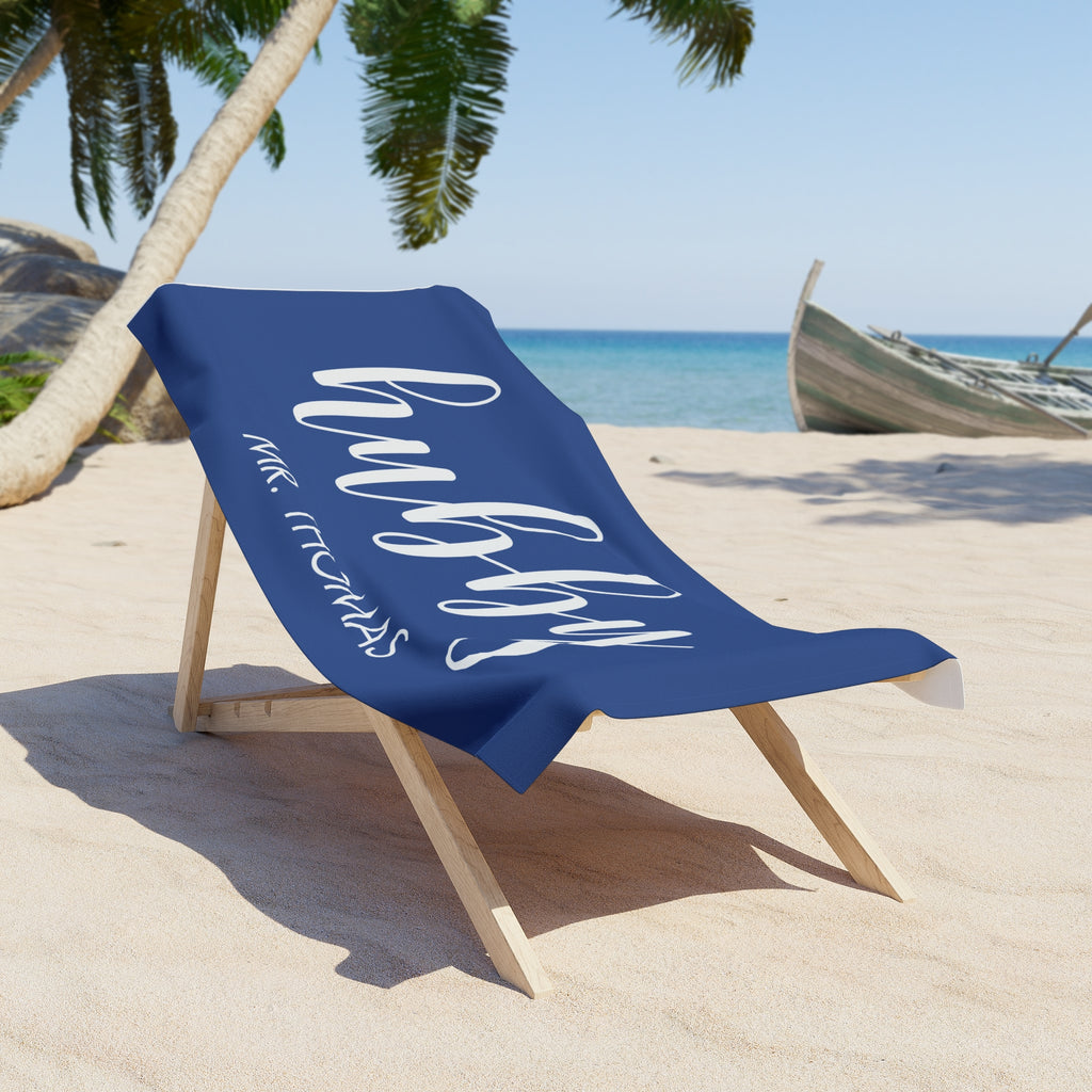 Custom hubby and wifey Couples Beach Towel