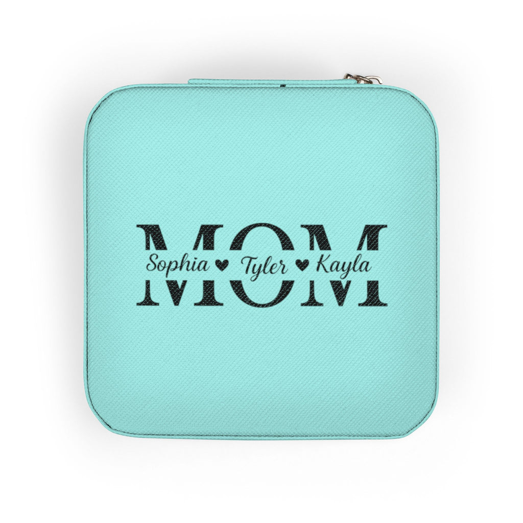 Personalized 'MOM' Jewelry Travel Case – Compact Pink Organizer for Rings, Earrings & Necklaces