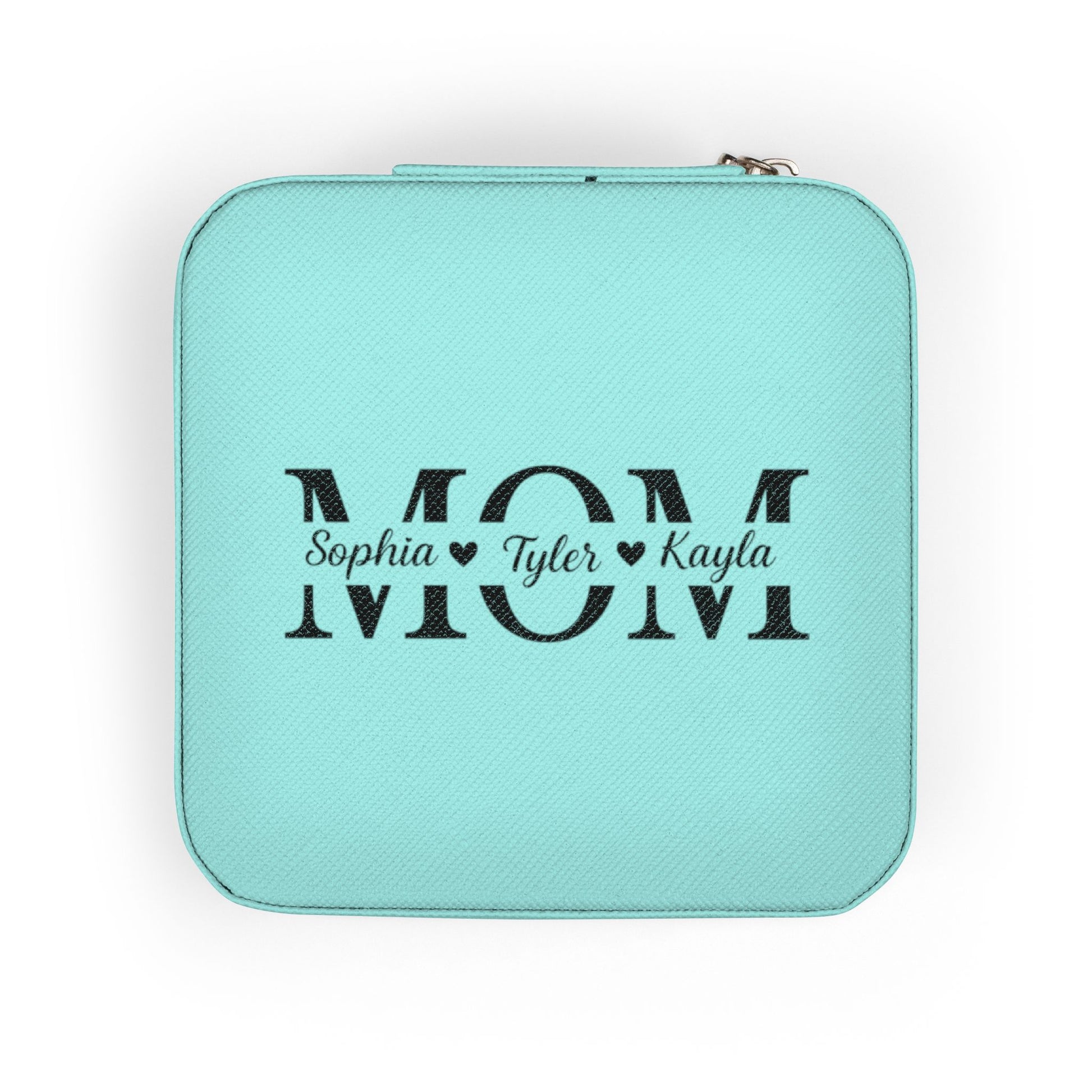 Personalized 'MOM' Jewelry Travel Case – Compact Pink Organizer for Rings, Earrings & Necklaces