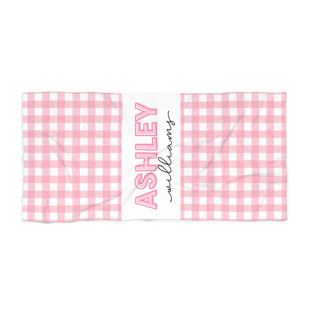 Personalized Gingham Beach Towel
