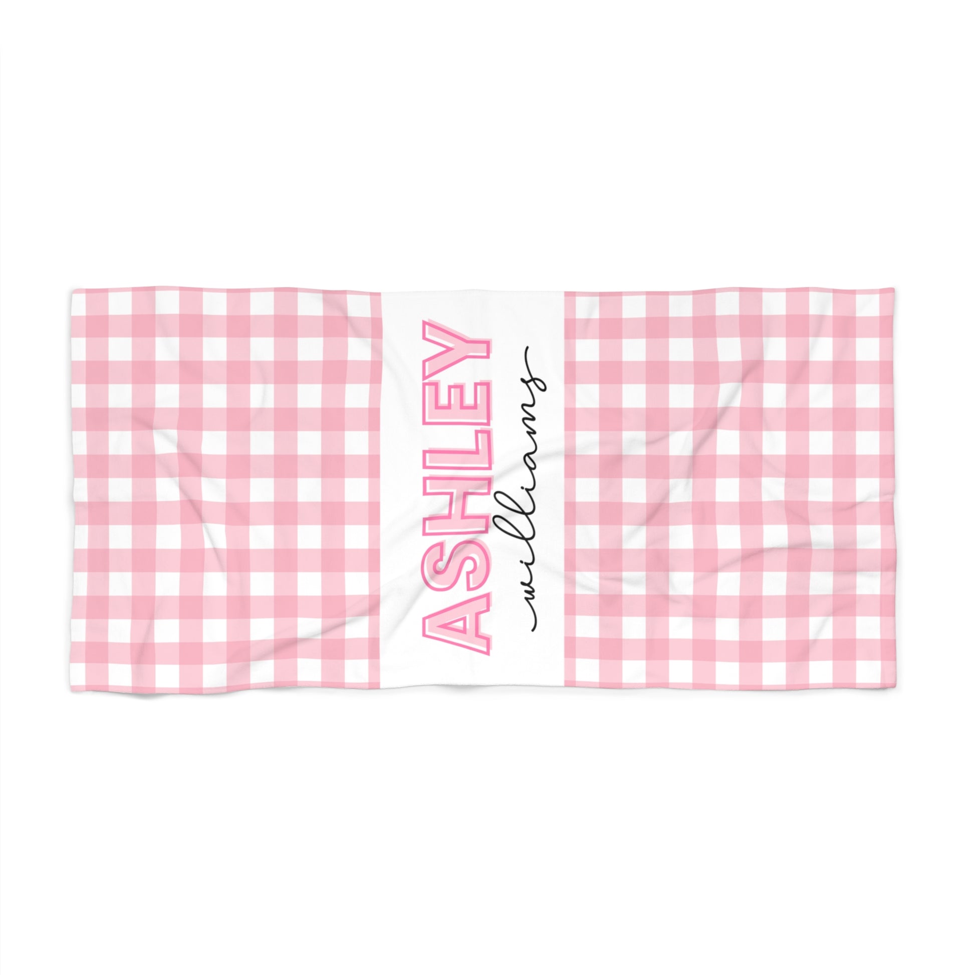 Personalized Gingham Beach Towel