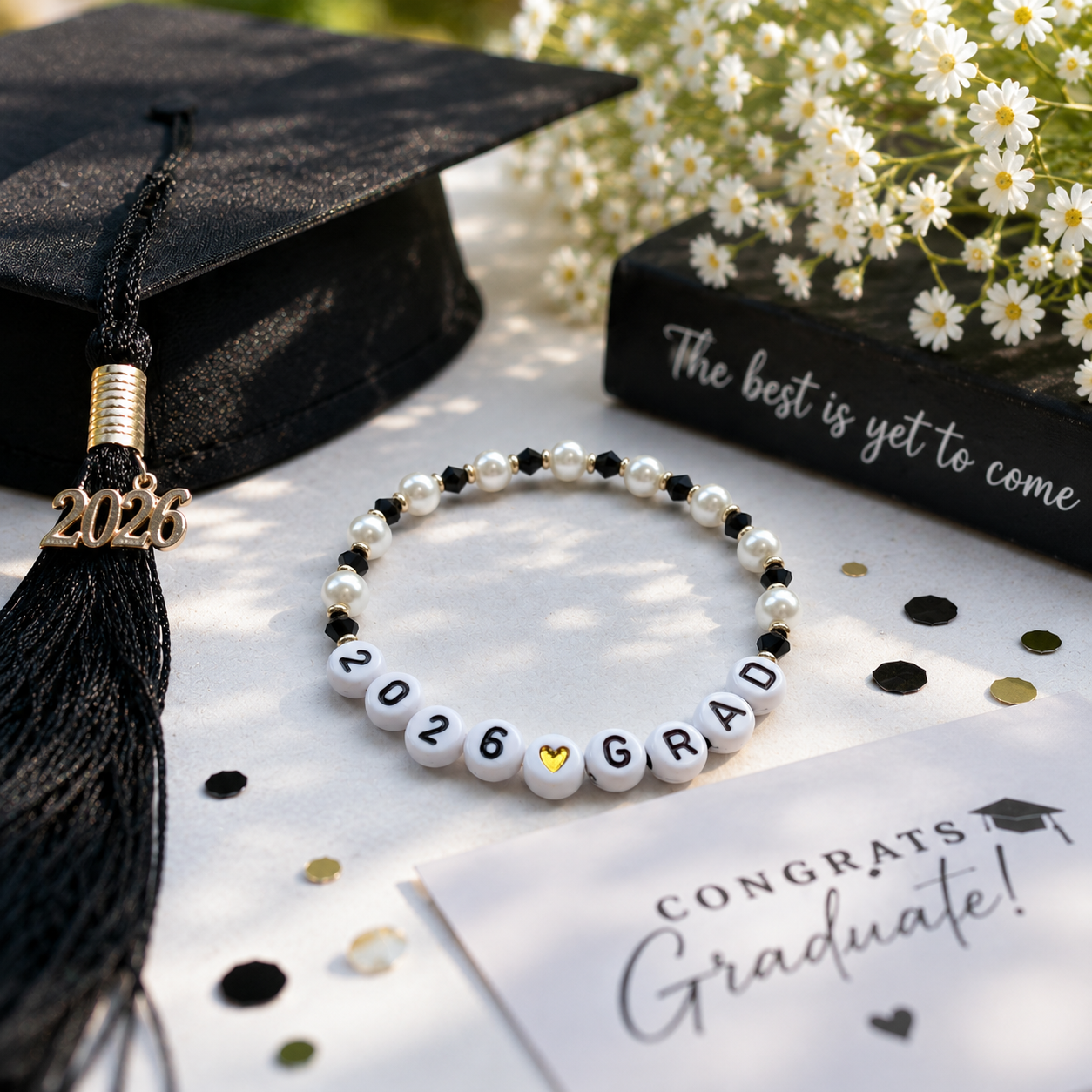 Personalized Class of 2026 Graduation Bracelet • Senior Gift for Her • Beaded Grad Bracelet • Grad Jewelry Keepsake • Custom 2026 Bracelet
