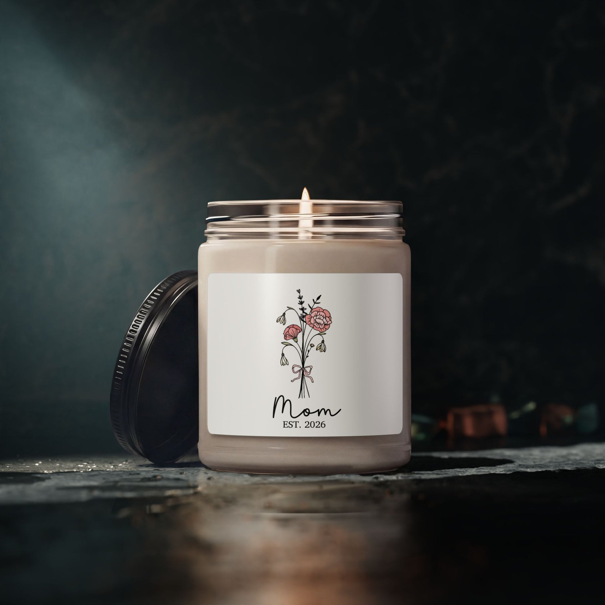 Mom Est. 2026 Scented Soy Candle — Floral Gift Candle for New Moms, 9 oz