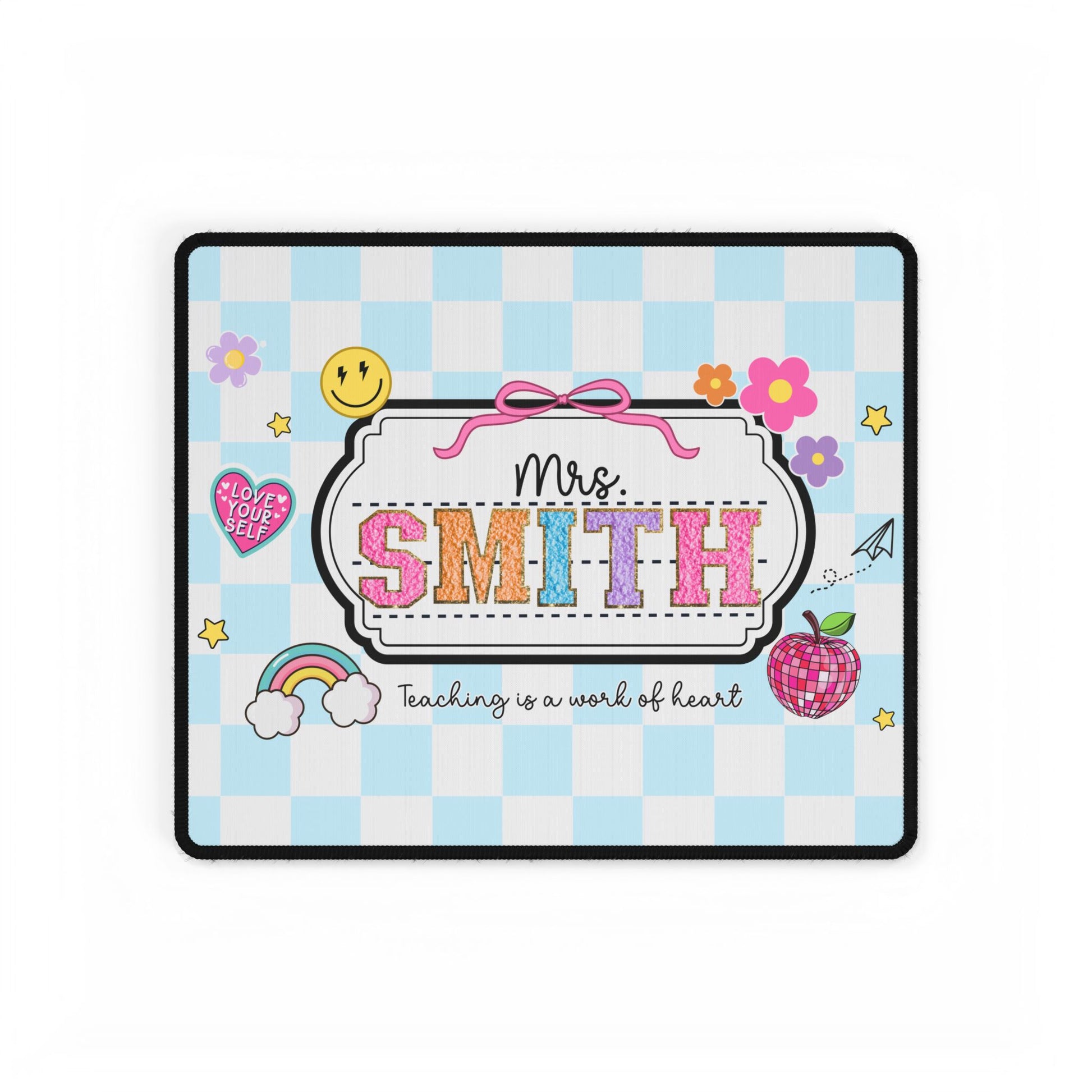 Personalized Checkered Teacher Desk Mat