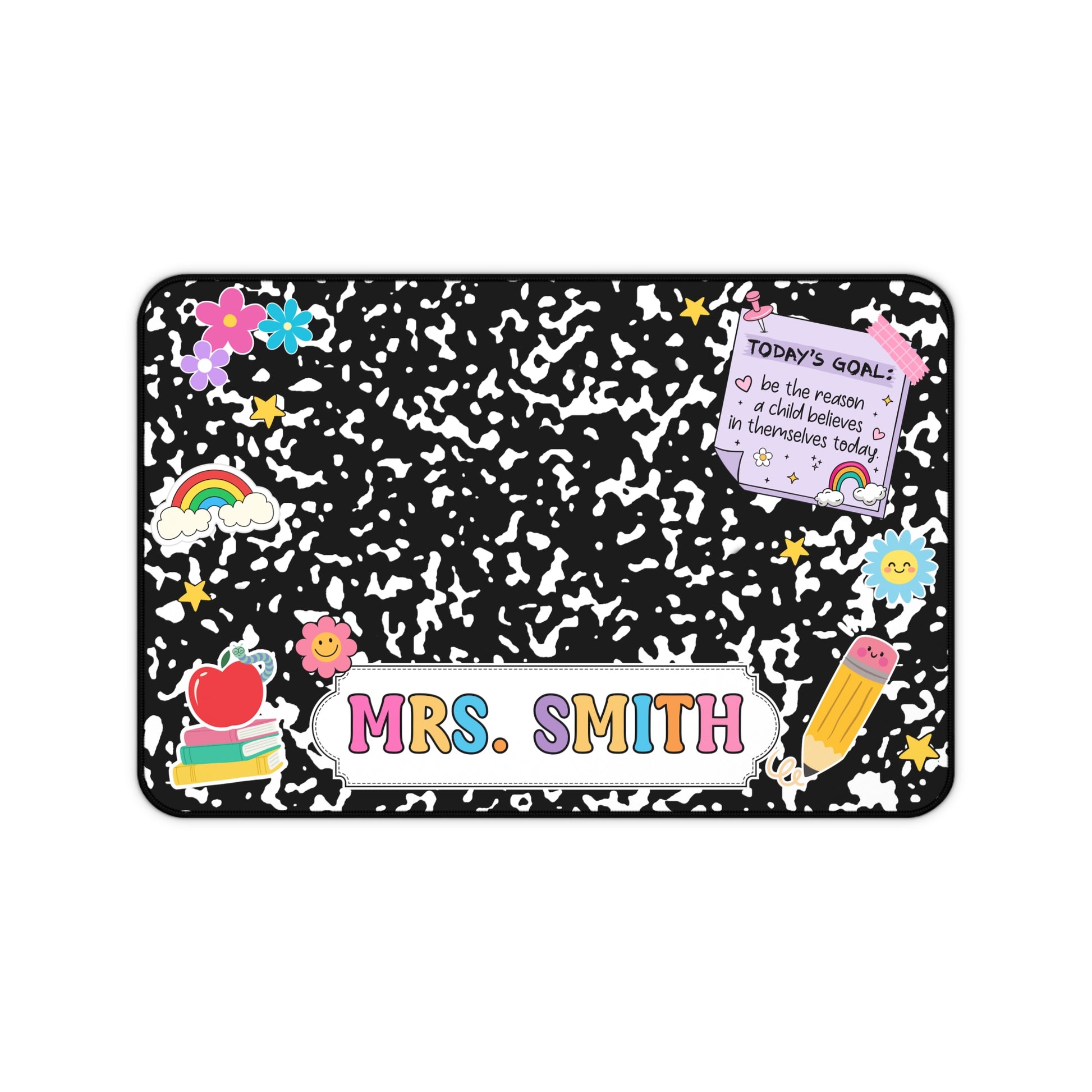 Custom Teacher Composition Book Desk Mat With Name