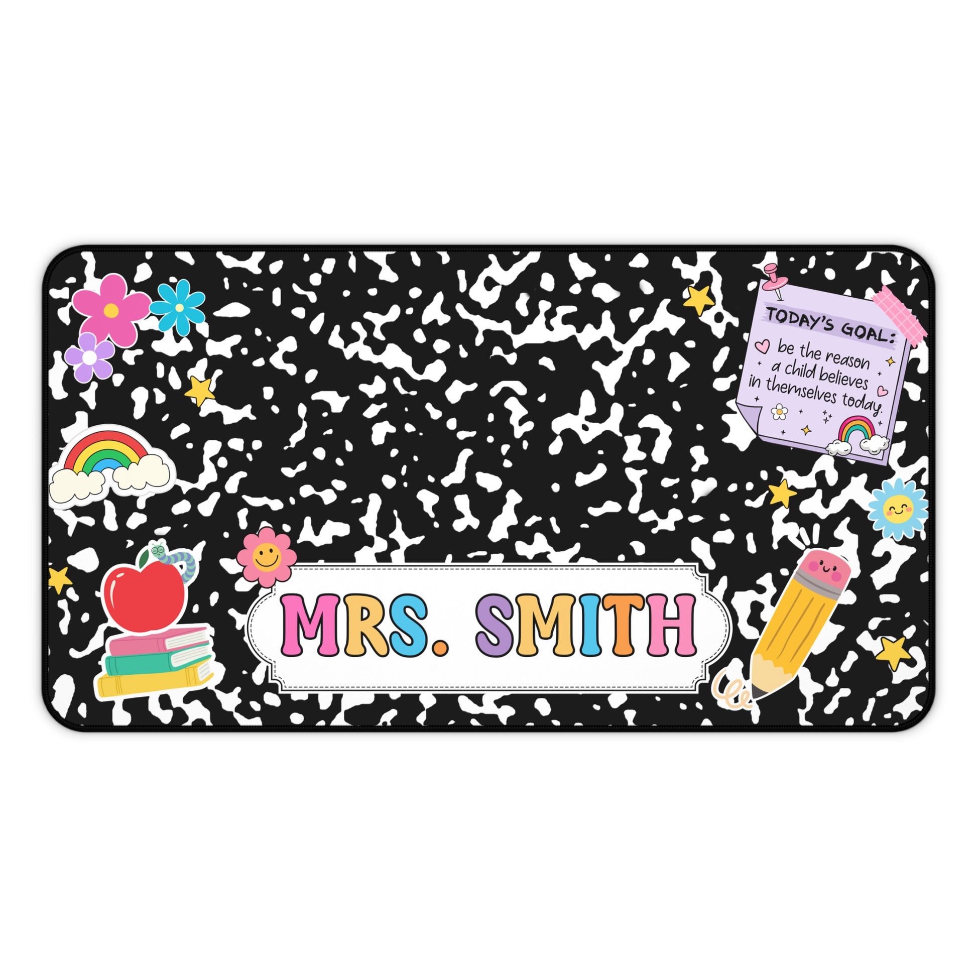 Custom Teacher Composition Book Desk Mat With Name