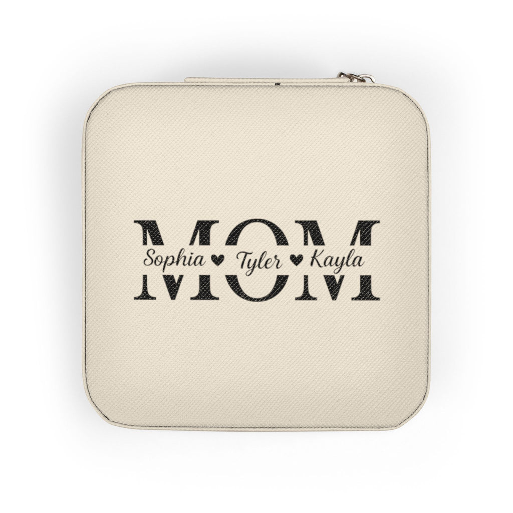 Personalized 'MOM' Jewelry Travel Case – Compact Pink Organizer for Rings, Earrings & Necklaces