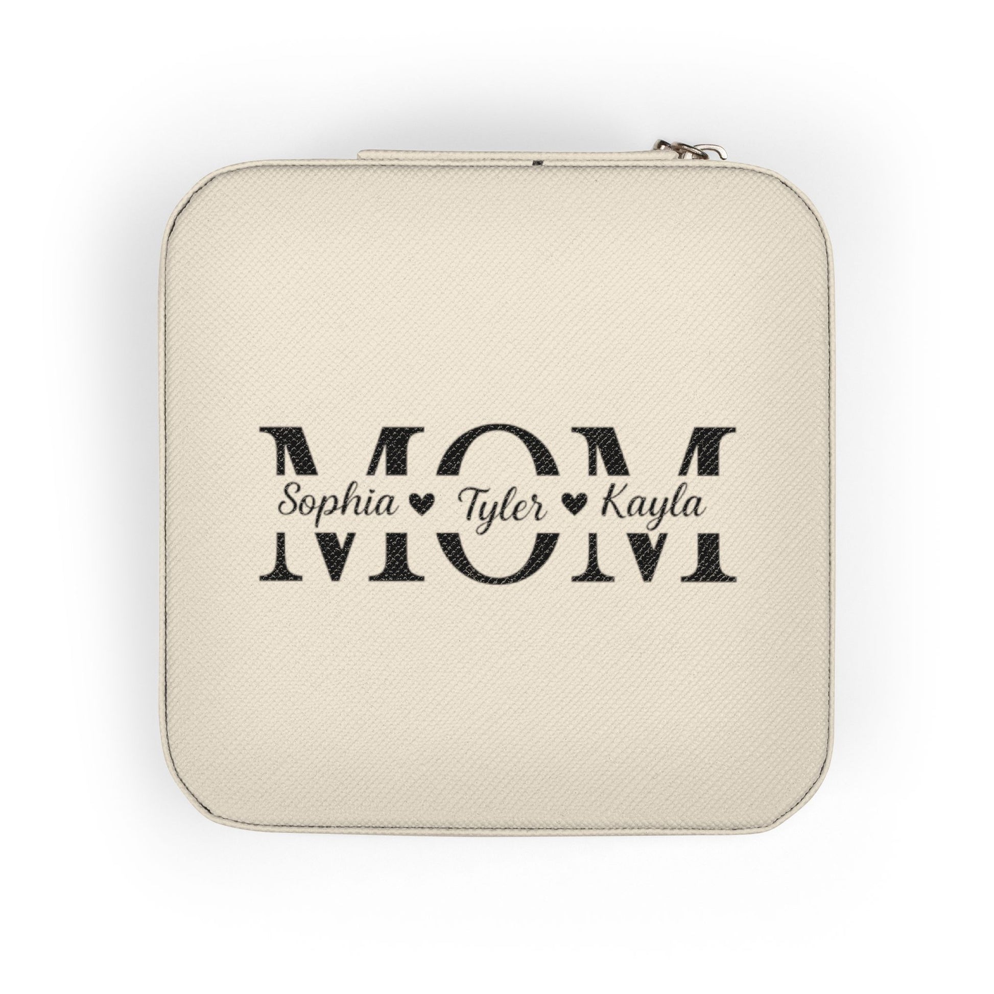 Personalized 'MOM' Jewelry Travel Case – Compact Pink Organizer for Rings, Earrings & Necklaces