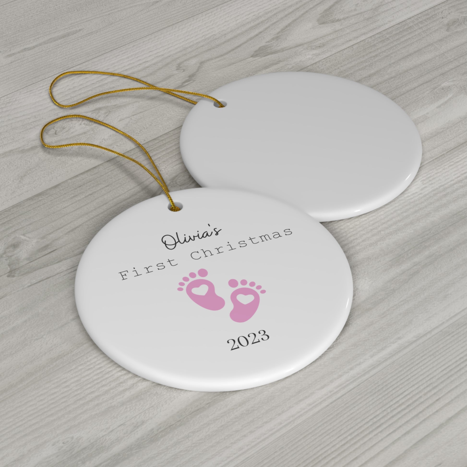 Baby Girl First Christmas Ceramic Ornament