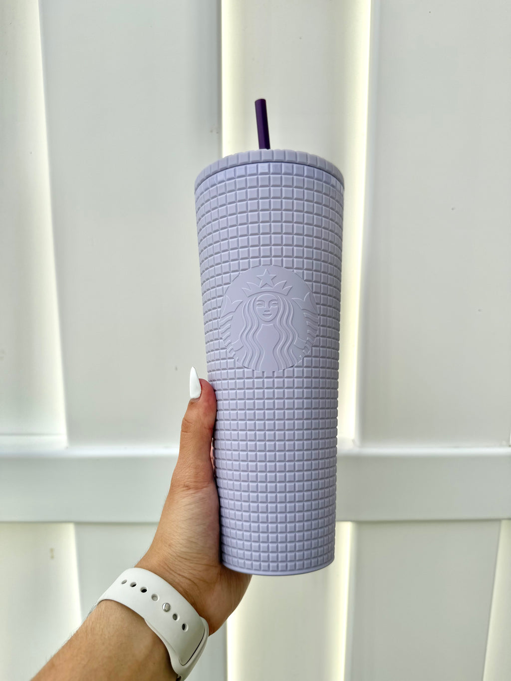 Purple grid soft touch venti Tumbler