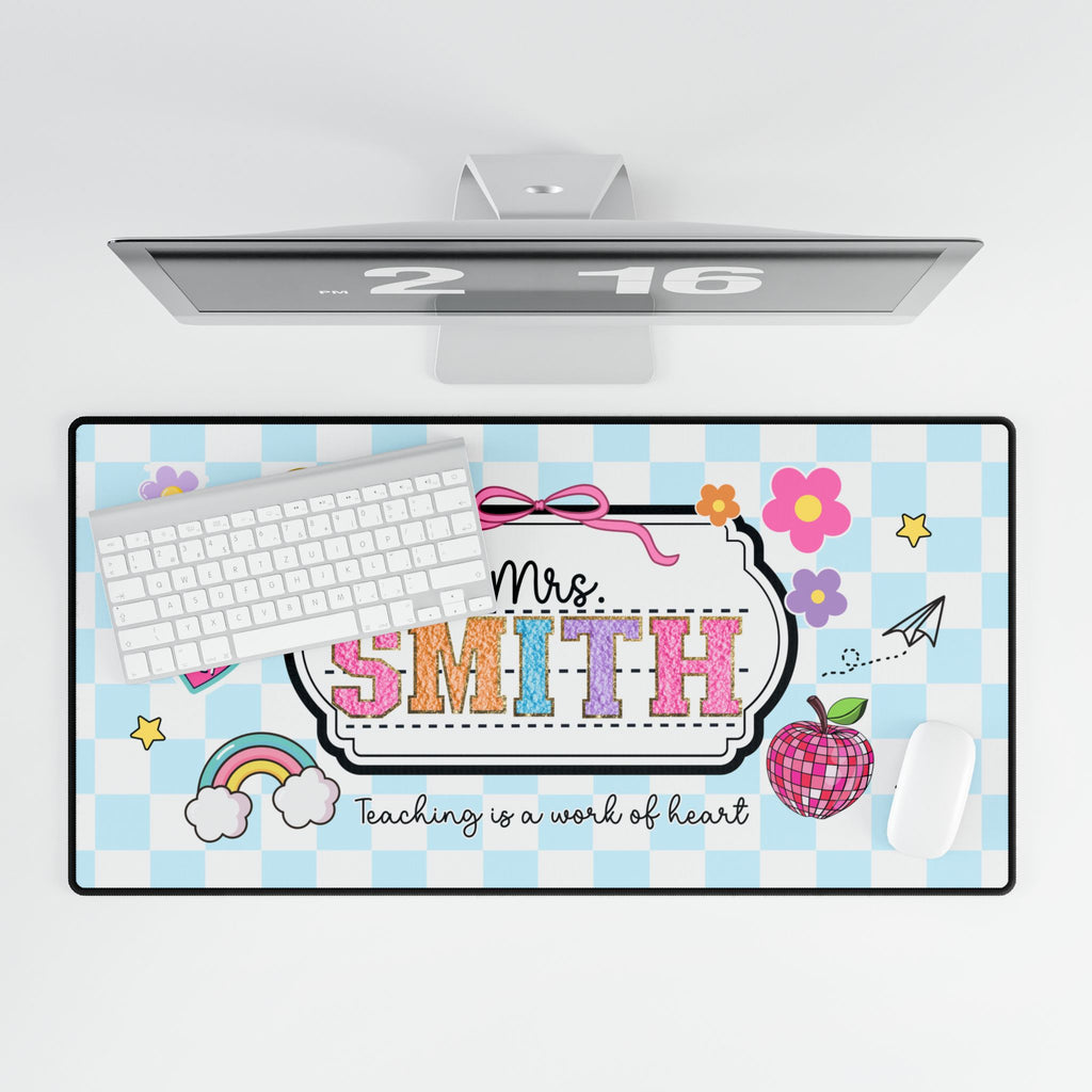 Personalized Checkered Teacher Desk Mat