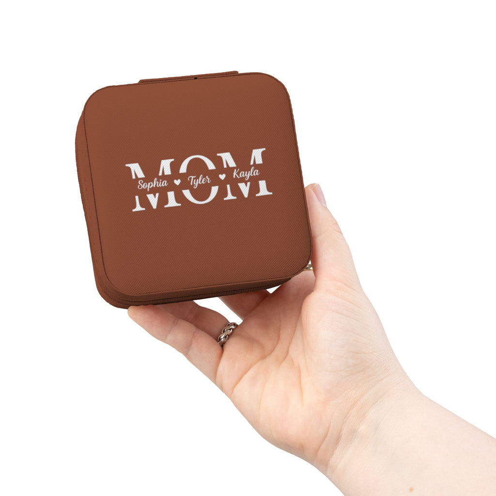 Personalized 'MOM' Jewelry Travel Case – Compact Pink Organizer for Rings, Earrings & Necklaces