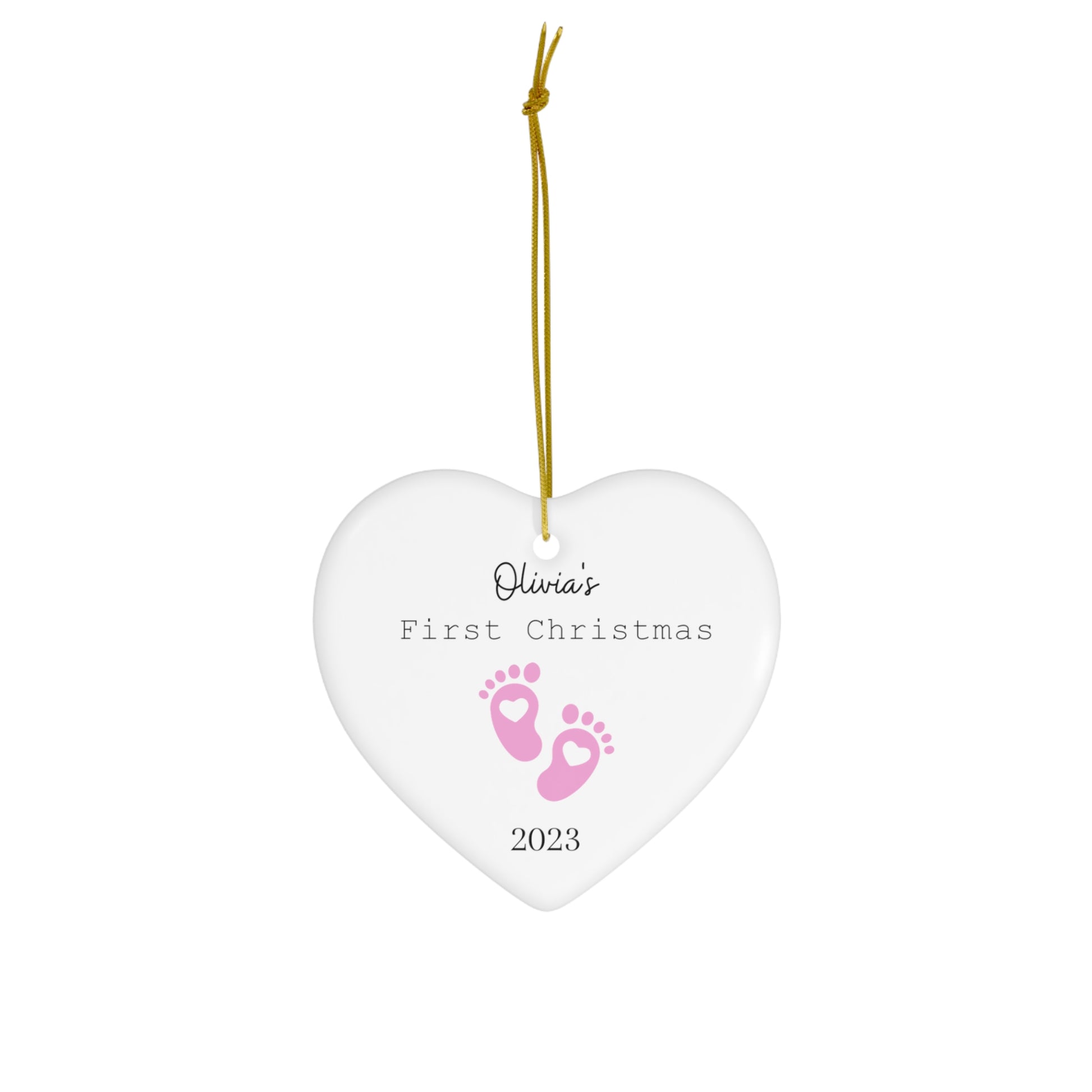 Baby Girl First Christmas Ceramic Ornament