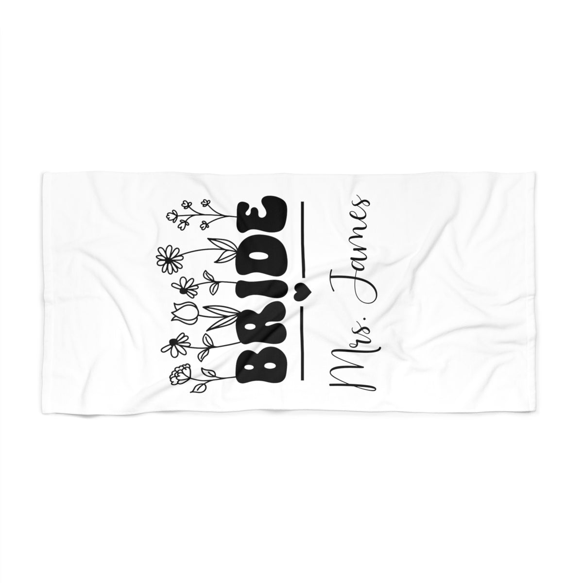 Personalized Floral Bride Beach Towel