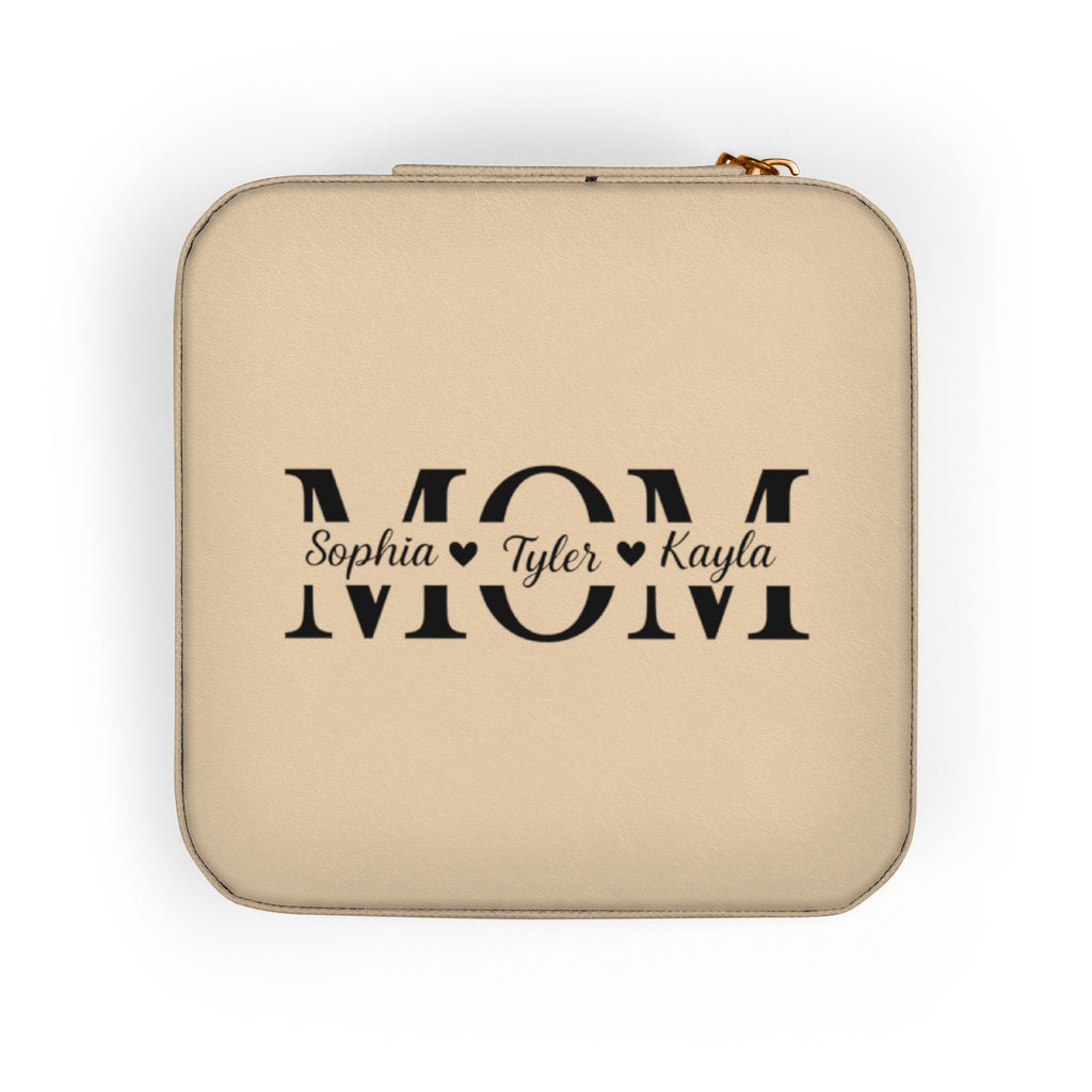 Personalized 'MOM' Jewelry Travel Case – Compact Pink Organizer for Rings, Earrings & Necklaces