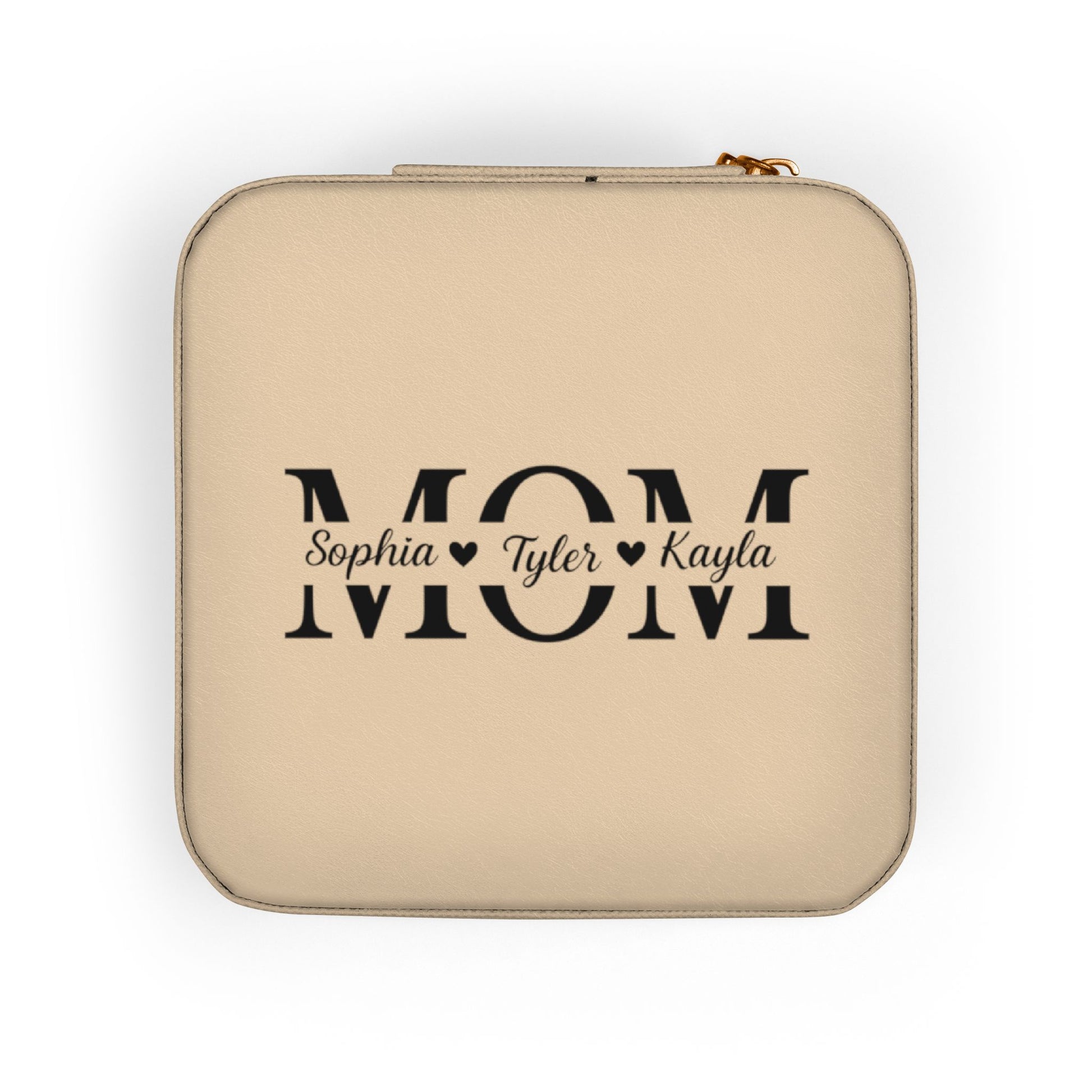 Personalized 'MOM' Jewelry Travel Case – Compact Pink Organizer for Rings, Earrings & Necklaces