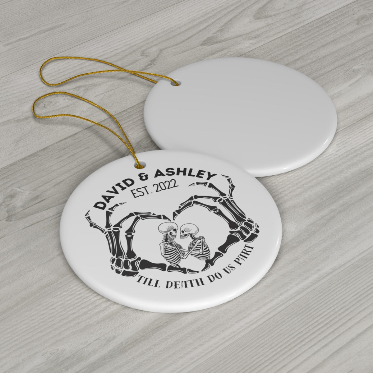 Personalized Skeleton Couple Halloween Ornament