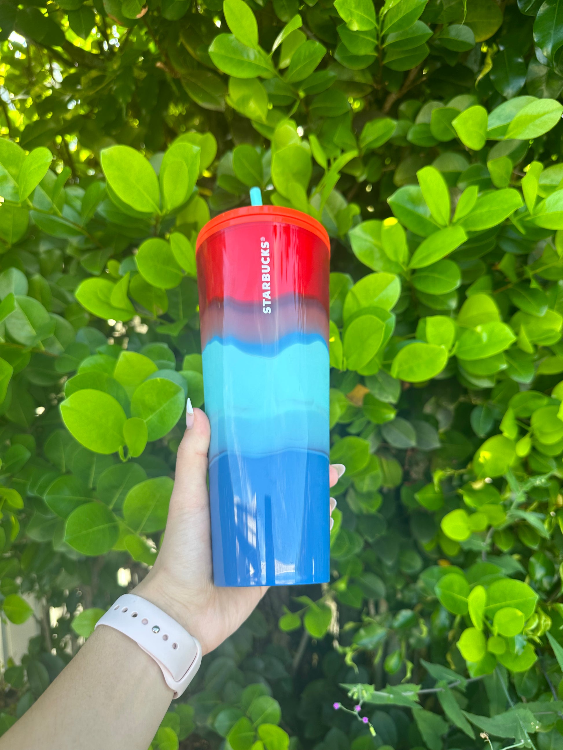 Red and Blue ombre 24 oz tumbler