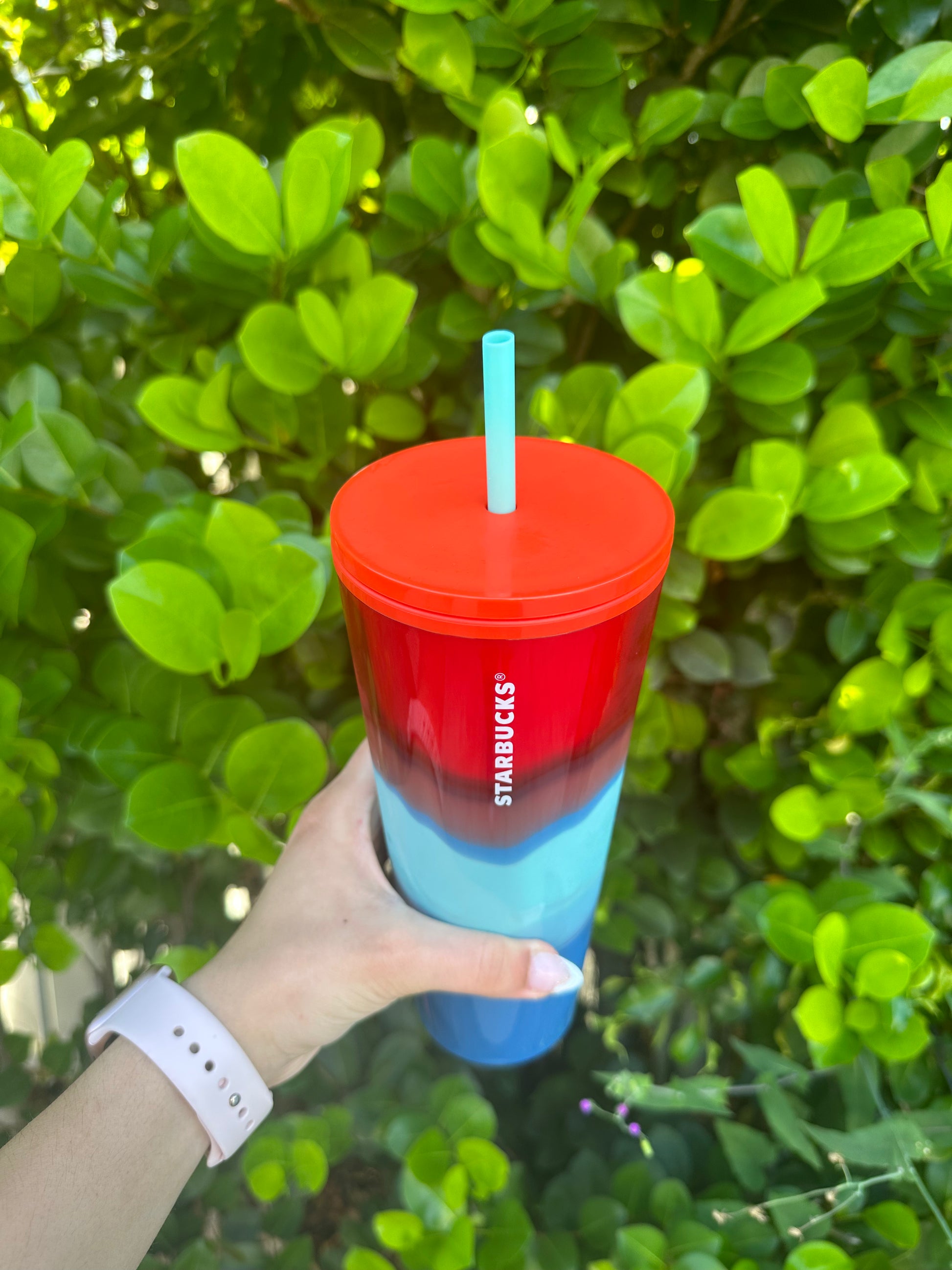 Red and Blue ombre 24 oz tumbler