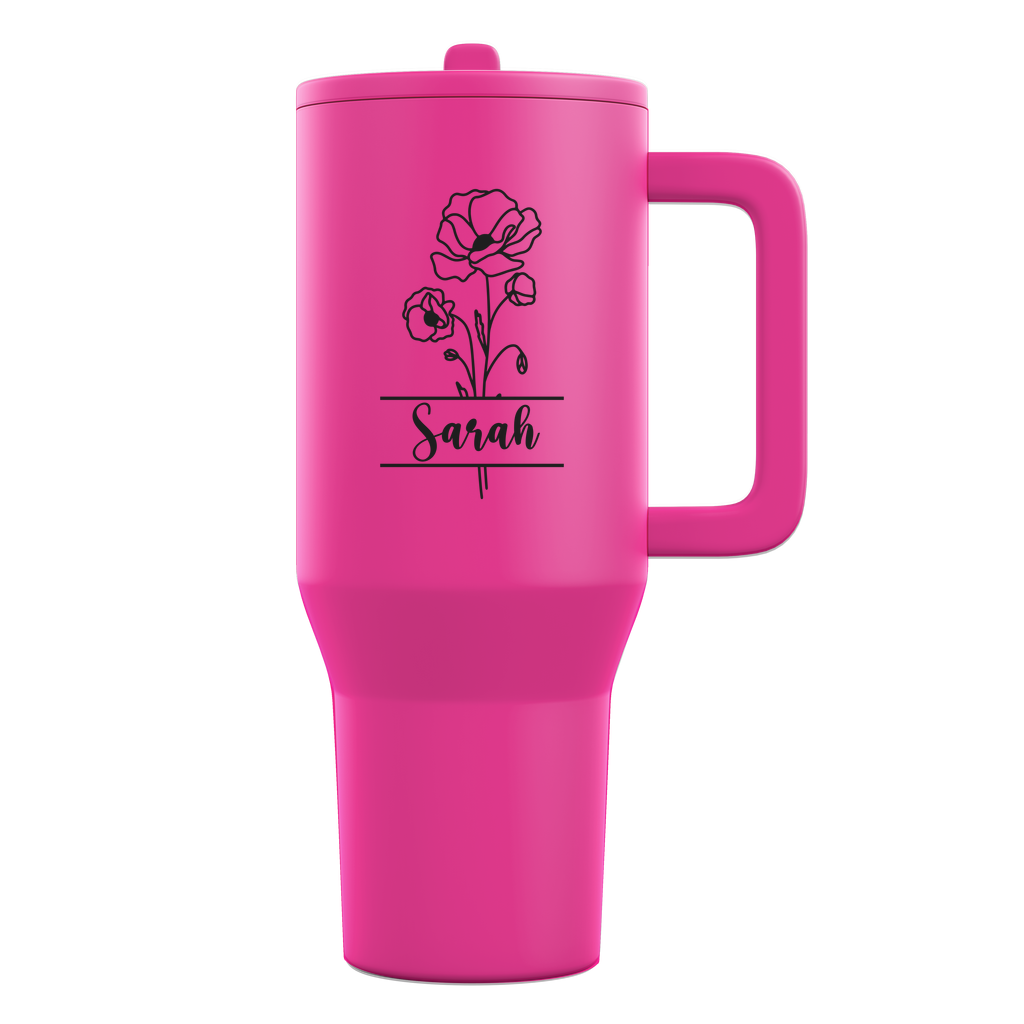 Custom Birth flower 40oz HYDRO Tumbler - laser engraved