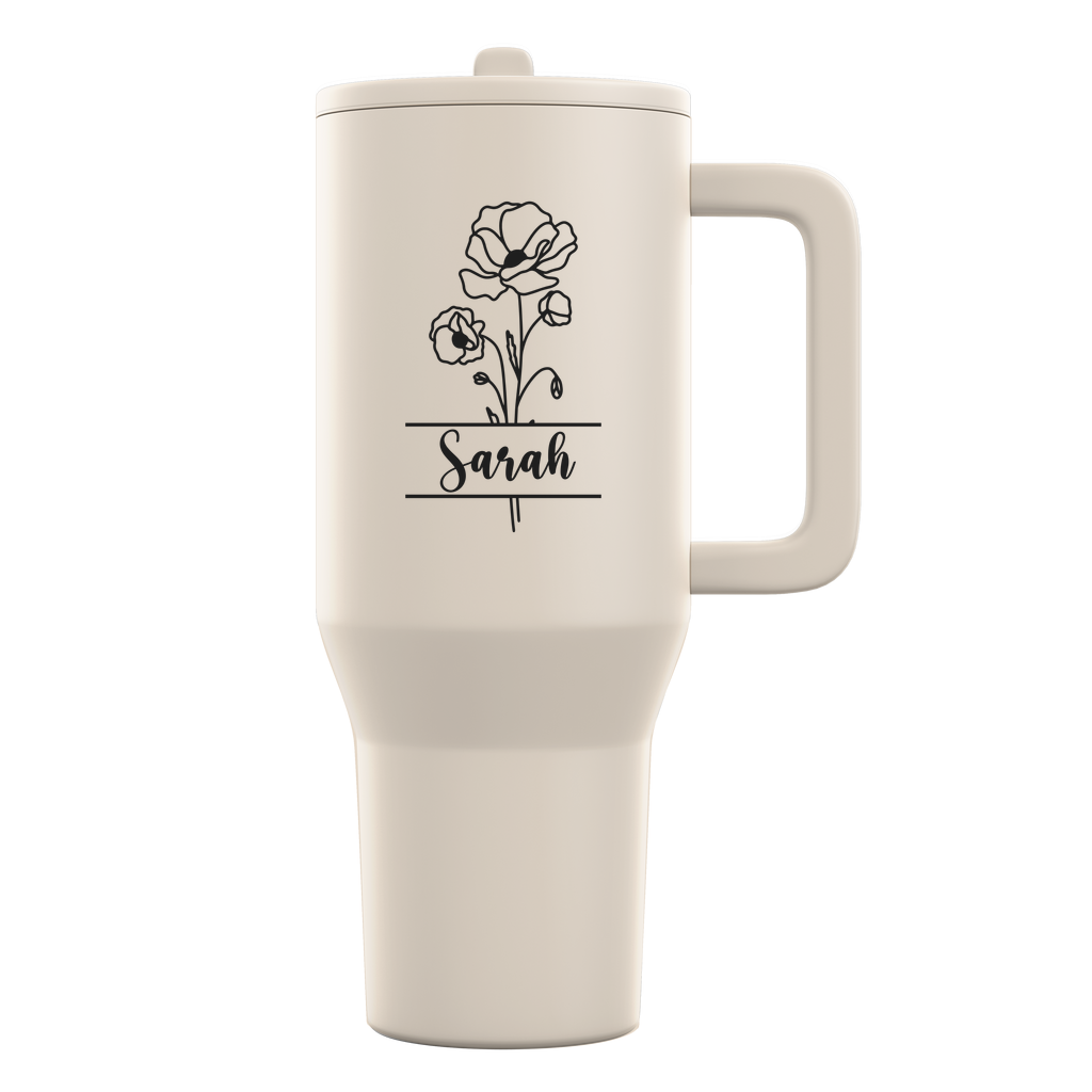 Custom Birth flower 40oz HYDRO Tumbler - laser engraved