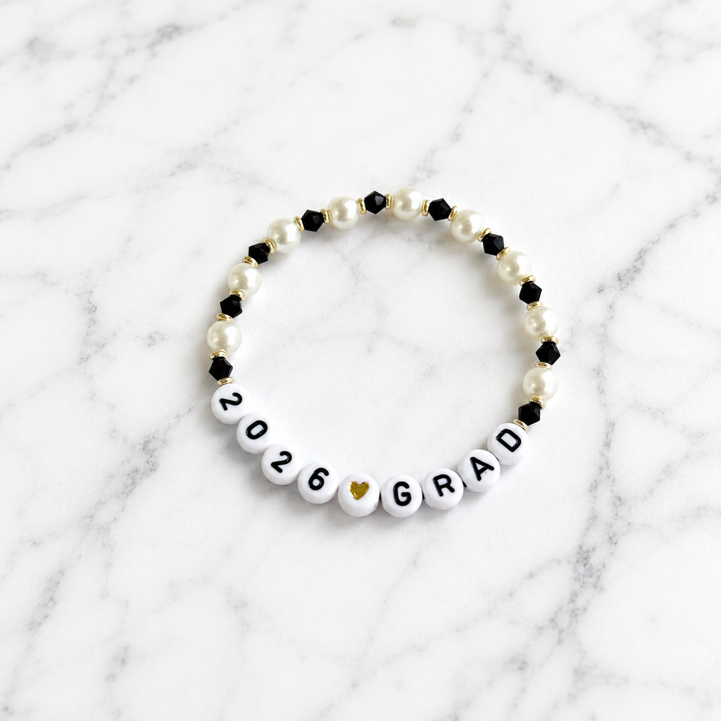 Personalized Class of 2026 Graduation Bracelet • Senior Gift for Her • Beaded Grad Bracelet • Grad Jewelry Keepsake • Custom 2026 Bracelet