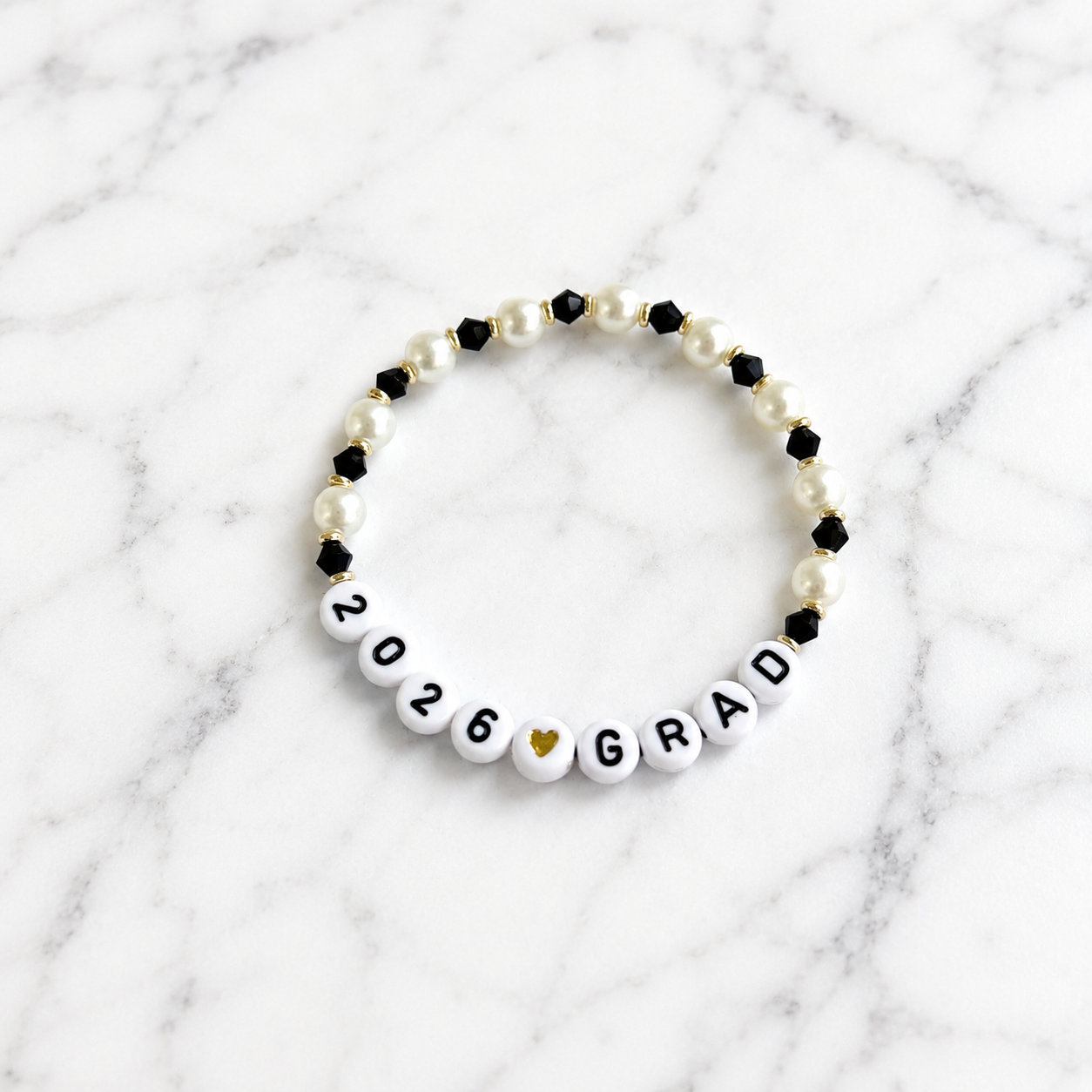 Personalized Class of 2026 Graduation Bracelet • Senior Gift for Her • Beaded Grad Bracelet • Grad Jewelry Keepsake • Custom 2026 Bracelet