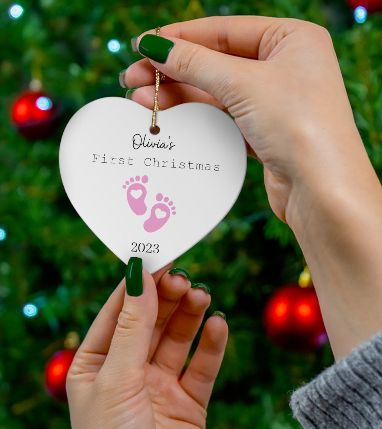 Baby Girl First Christmas Ceramic Ornament