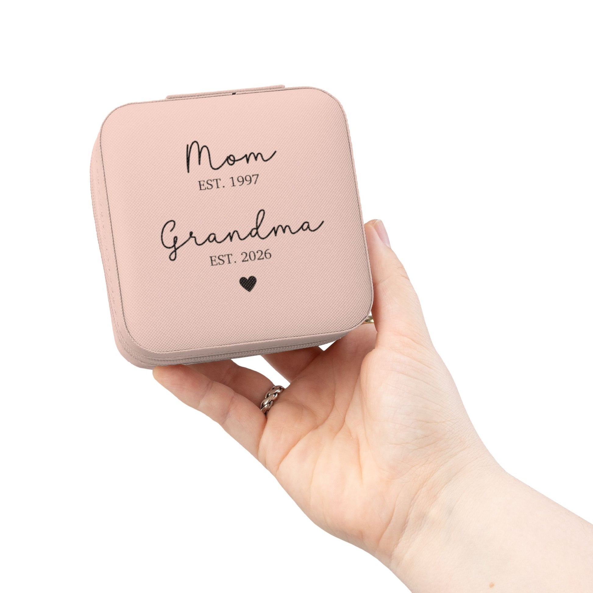 Personalized Mom Grandma Jewelry Travel Case — Compact Bridal & Mother’s Day Gift