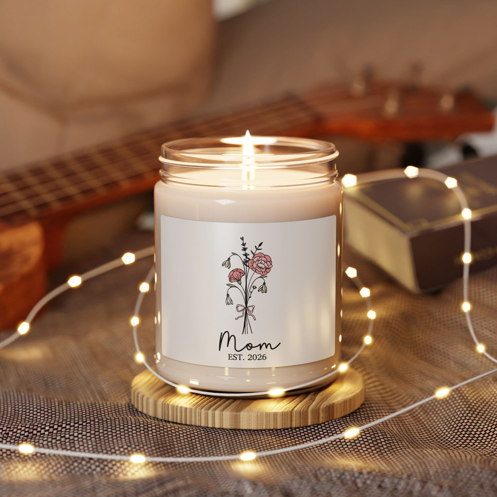 Mom Est. 2026 Scented Soy Candle — Floral Gift Candle for New Moms, 9 oz