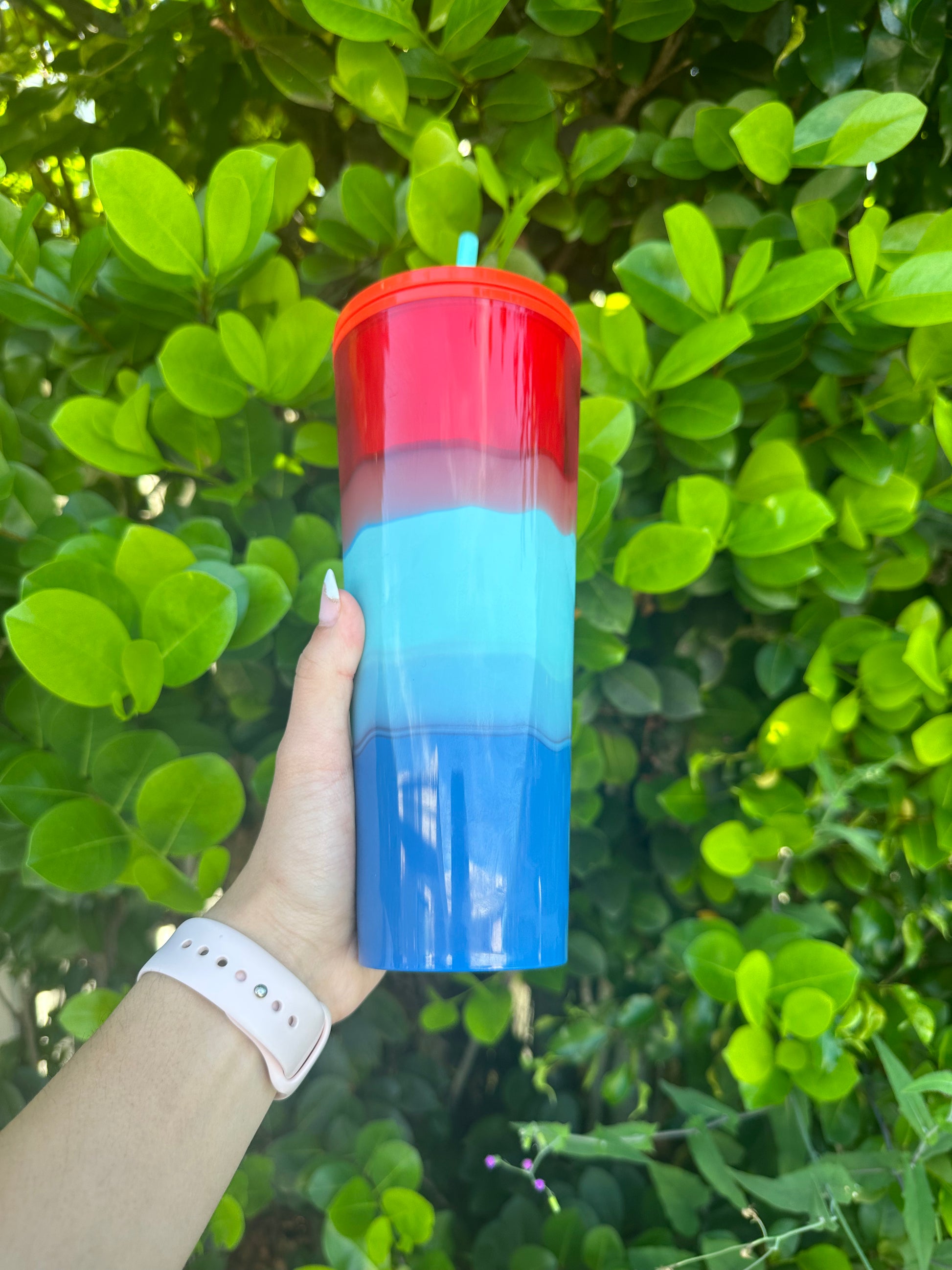 Red and Blue ombre 24 oz tumbler