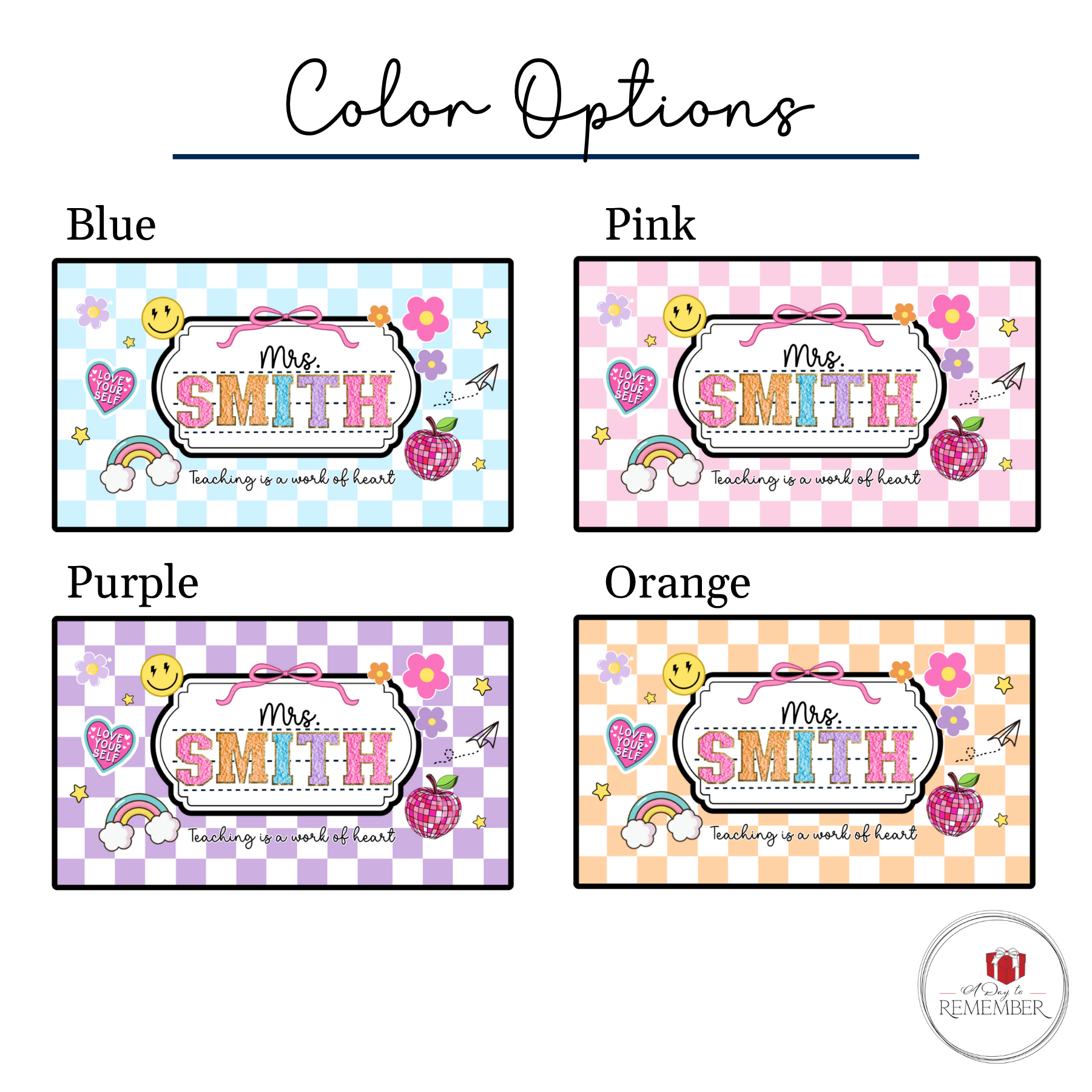 Personalized Checkered Teacher Desk Mat