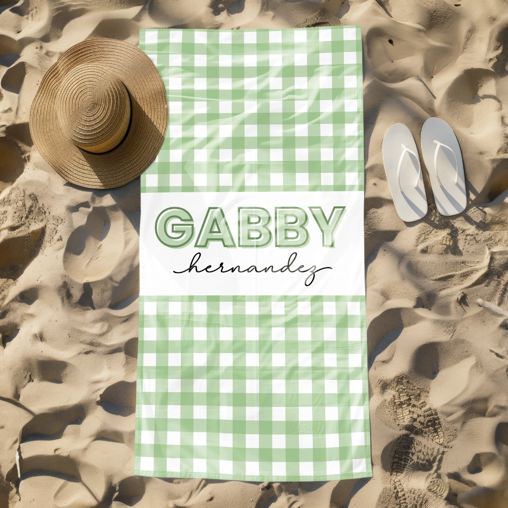 Personalized Gingham Beach Towel