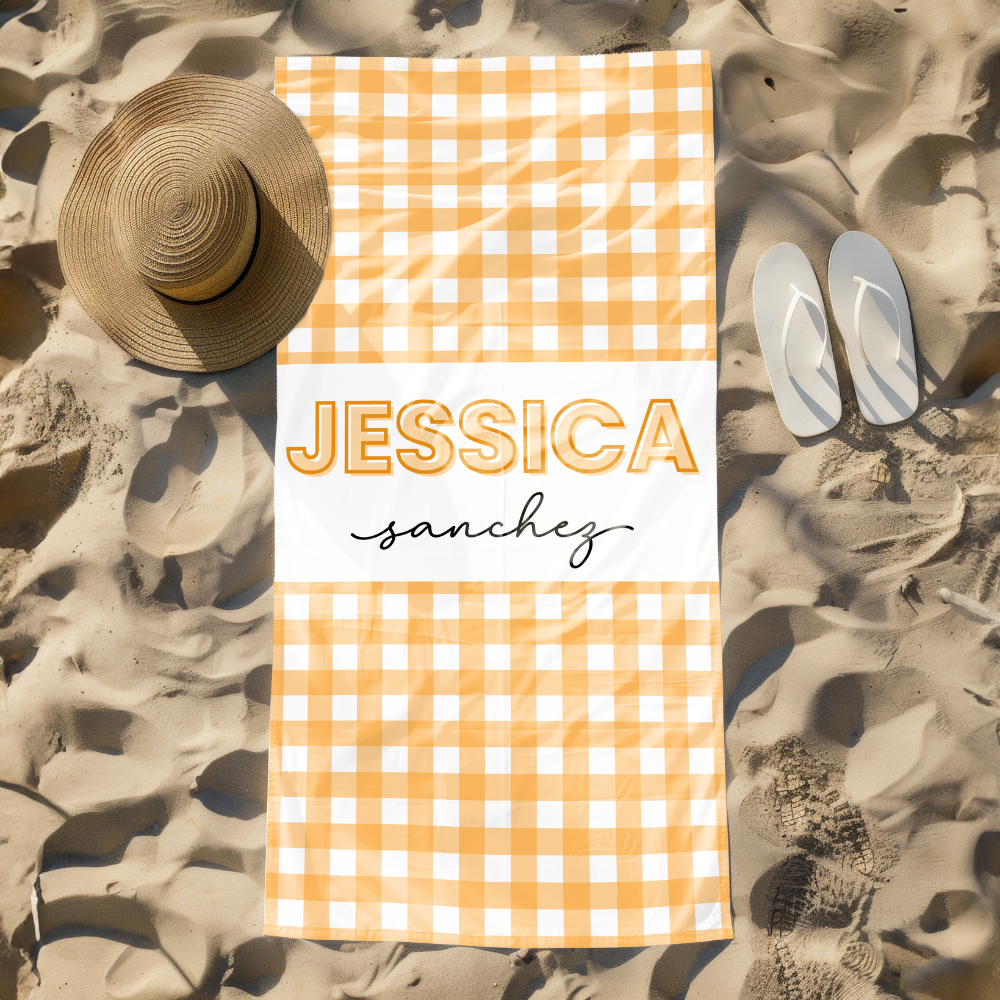 Personalized Gingham Beach Towel