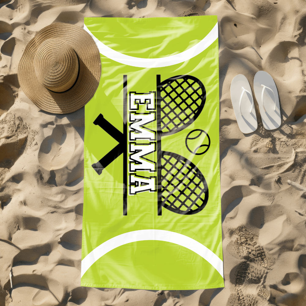 Personalized Tennis Player Beach Towel